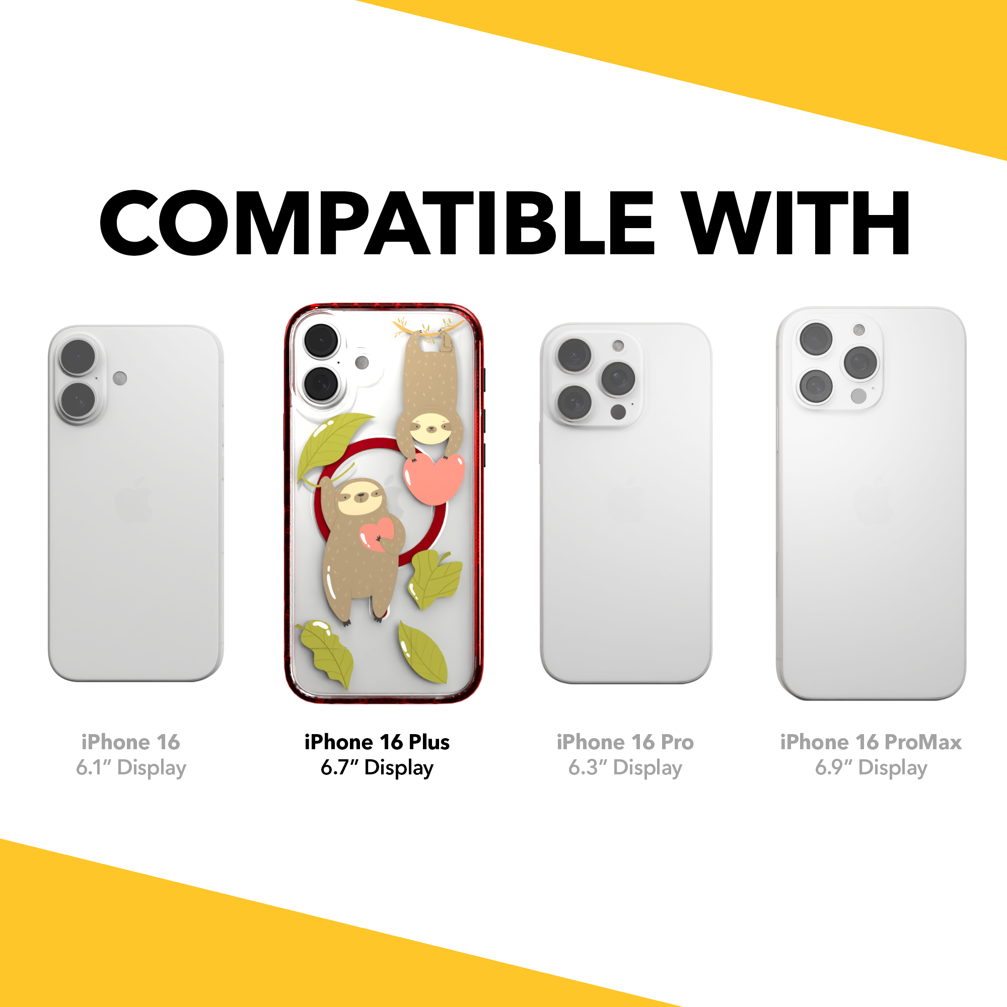 iPhone 16 Series | MagSafe | Sloth Case Collection | Slothy Vibes Slothy Vibes / iPhone 16 Plus / Red