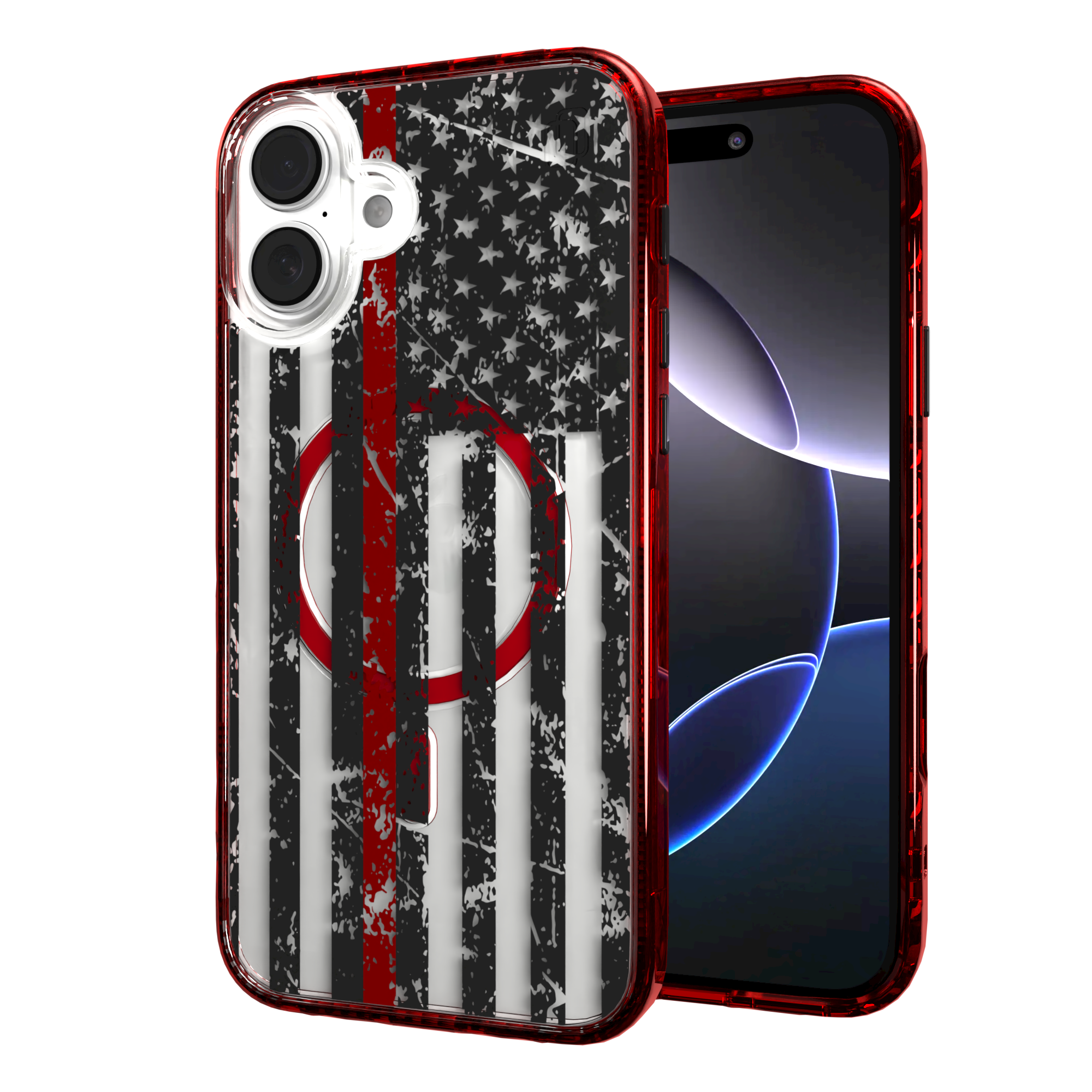iPhone 16 Series | MagSafe | Red, White & Blue Case Collection | Thin Red Line Red Line / iPhone 16 Plus / Red
