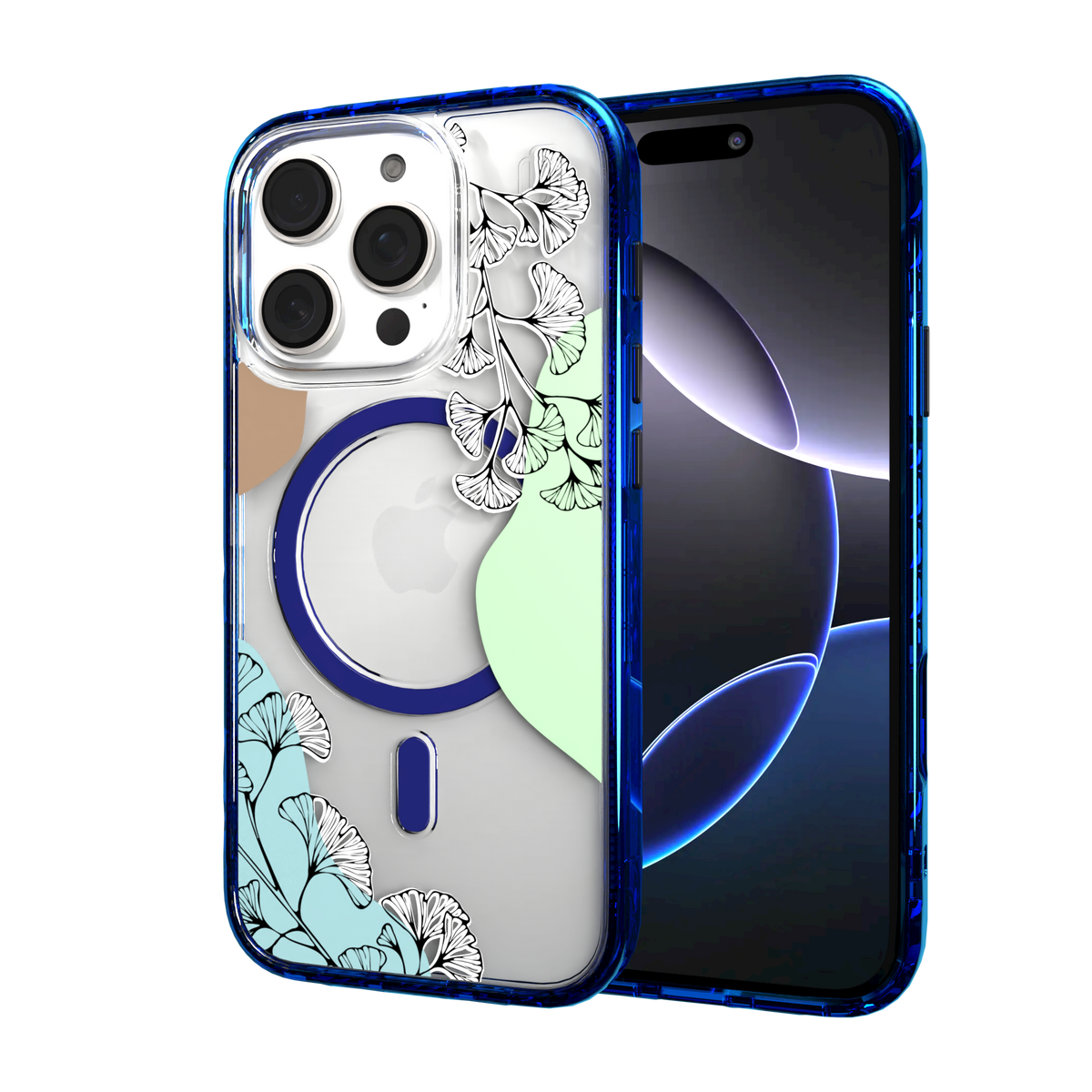 iPhone 16 Series | MagSafe | Botanical Fusion Abstract Case | Green Spring Fields Spring / iPhone 16 Pro / Blue