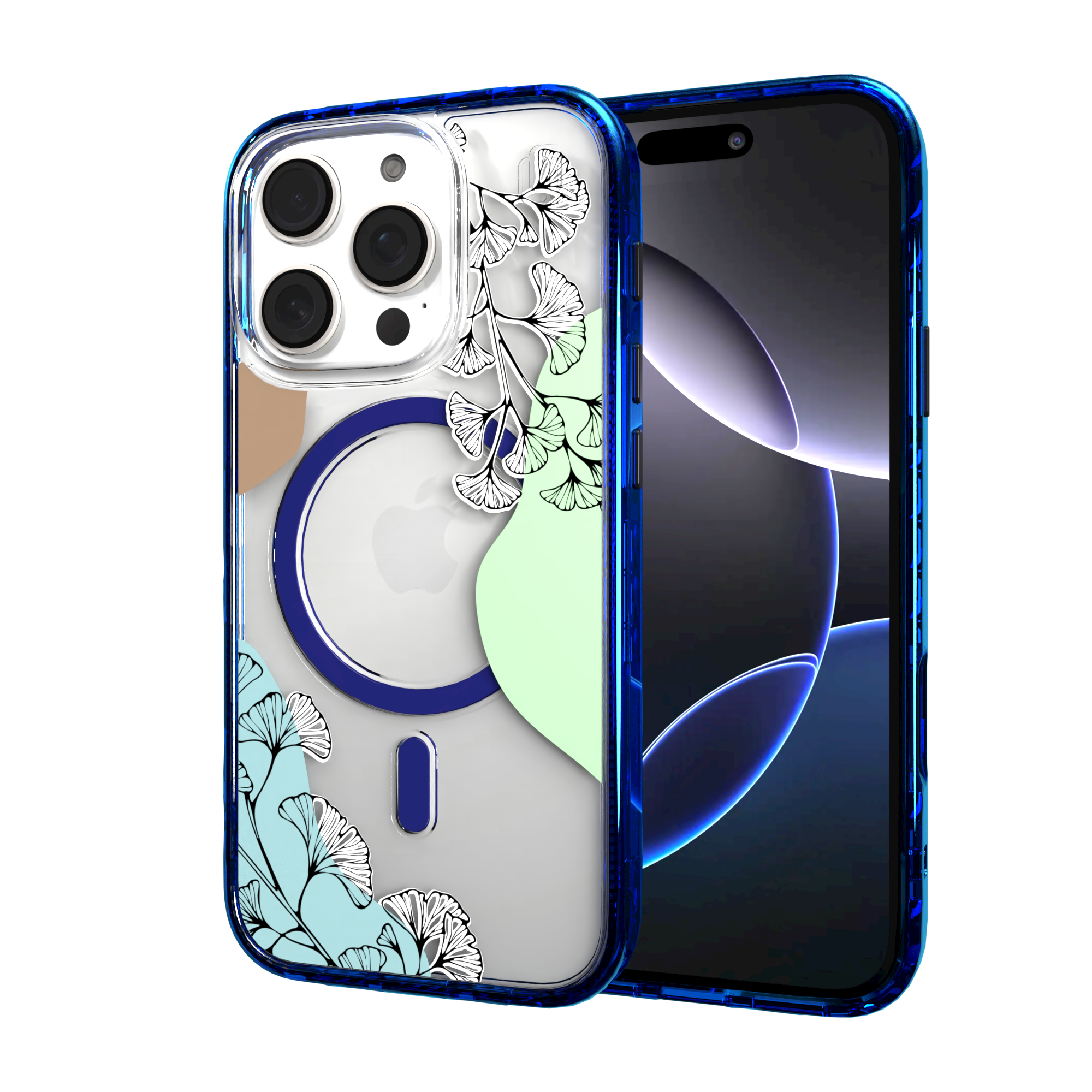 iPhone 16 Series | MagSafe | Botanical Fusion Abstract Case | Green Spring Fields Spring / iPhone 16 Pro / Blue