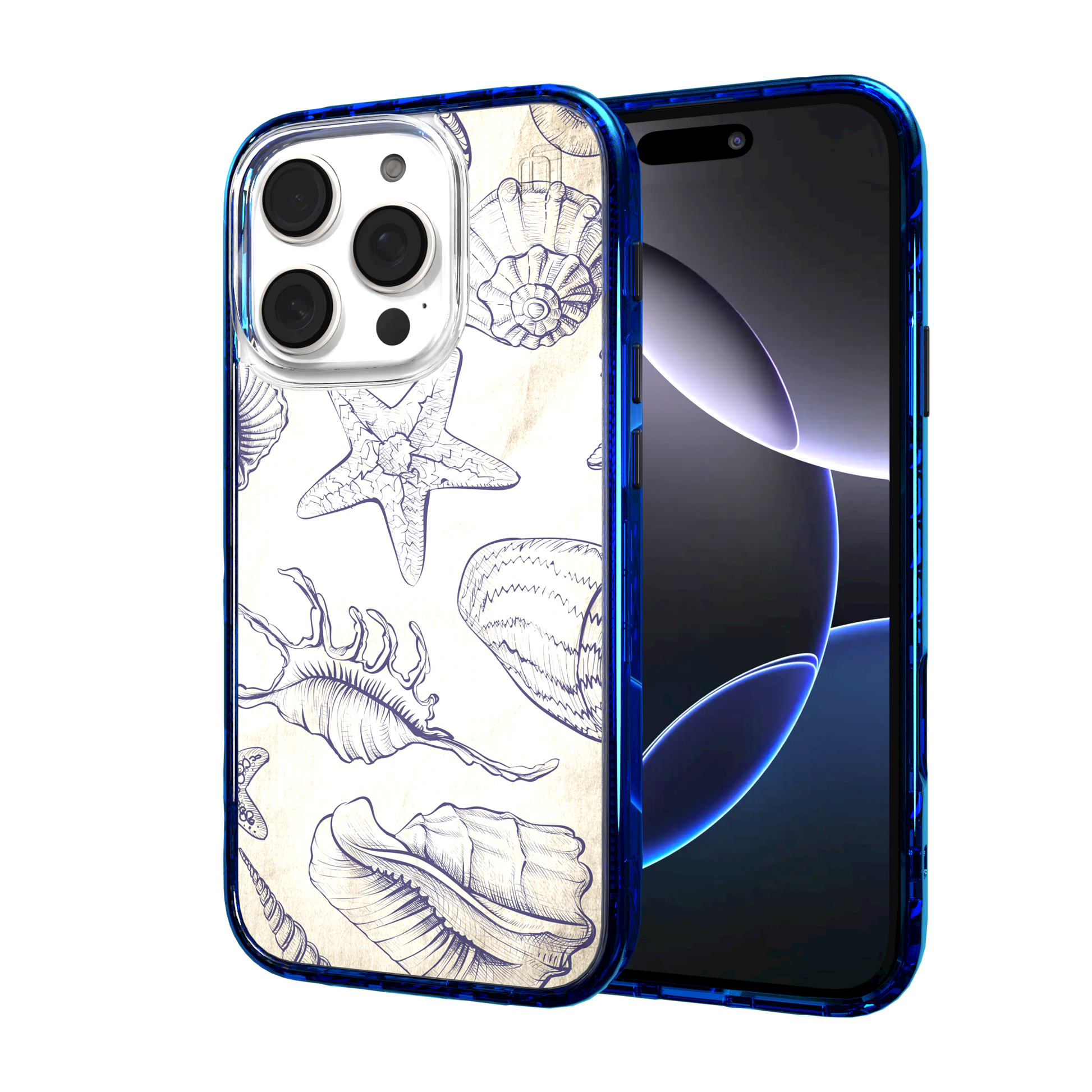 iPhone 16 Series | MagSafe | Coastal Case Collection | Seashells Sketches Coastal Seashell / iPhone 16 Pro / Blue