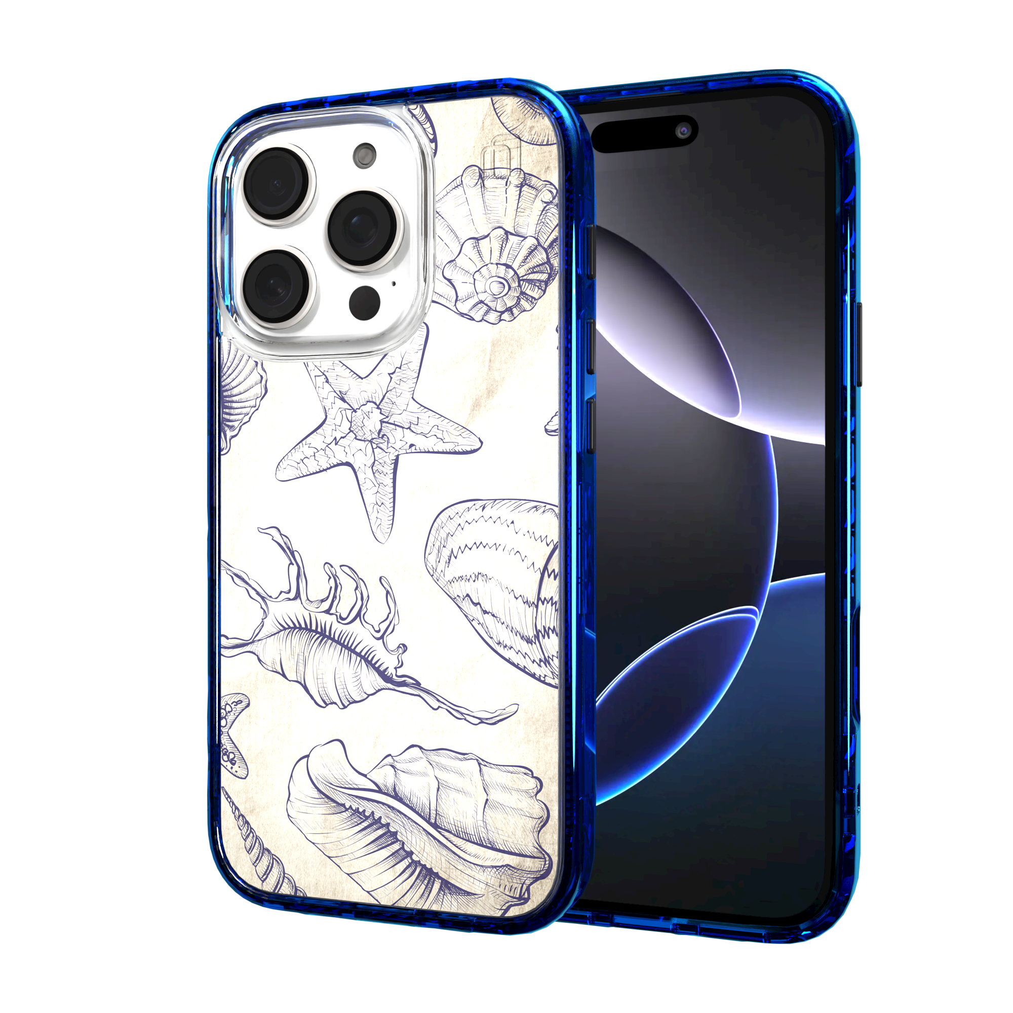 iPhone 16 Series | MagSafe | Coastal Case Collection | Seashells Sketches Coastal Seashell / iPhone 16 Pro / Blue