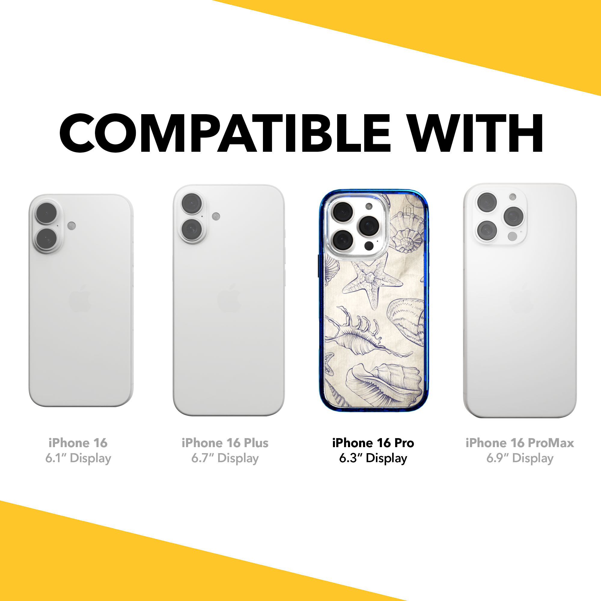 iPhone 16 Series | MagSafe | Coastal Case Collection | Seashells Sketches Coastal Seashell / iPhone 16 Pro / Blue