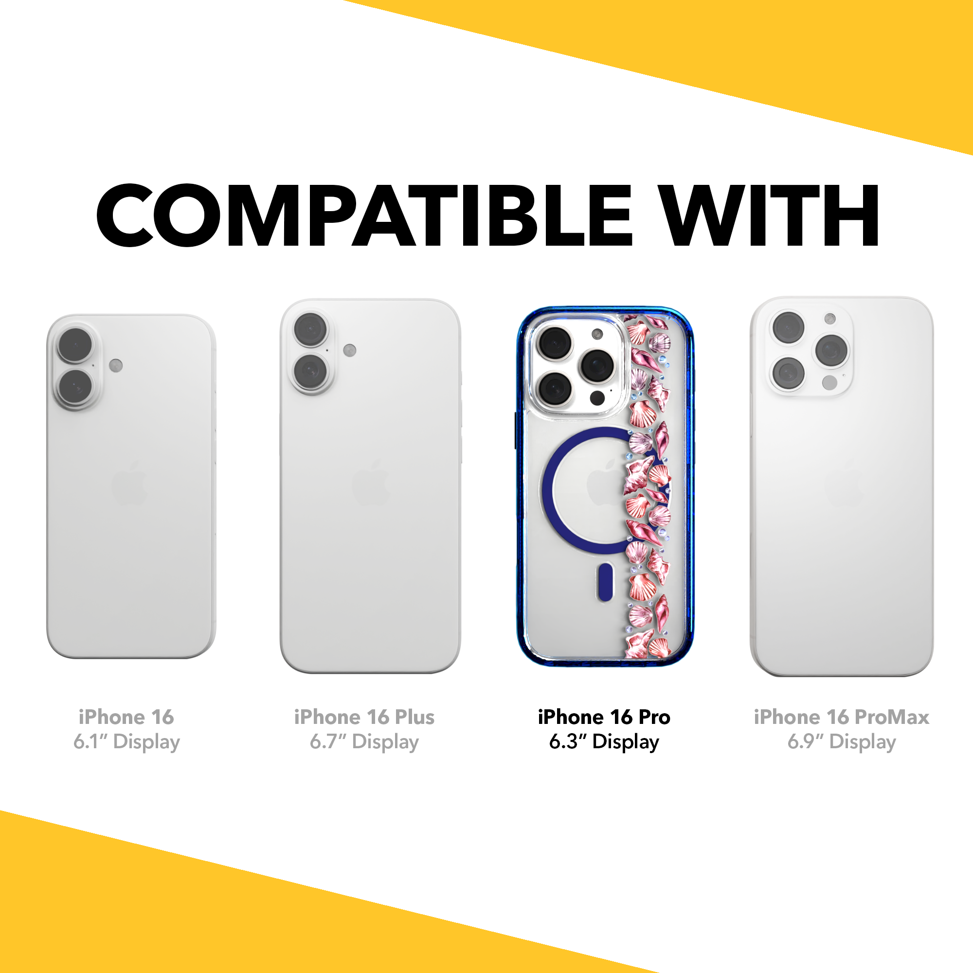 iPhone 16 Series | MagSafe | Coastal Case Collection | Seashell Stripe Line of Shells / iPhone 16 Pro / Blue