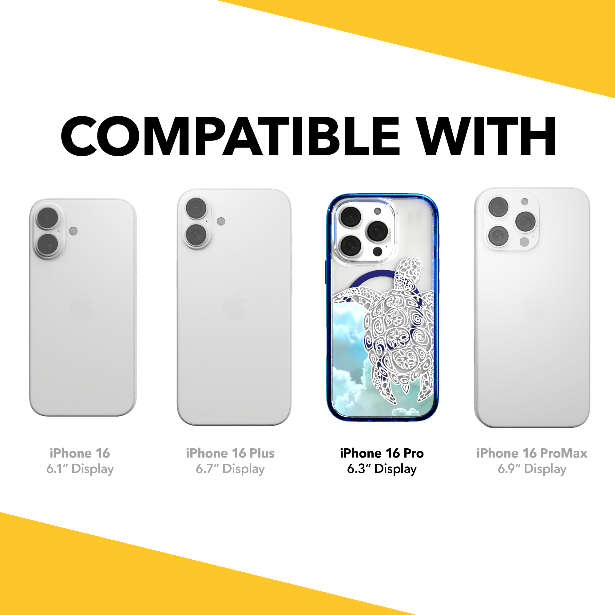 iPhone 16 Series | MagSafe | Coastal Case Collection | White & Teal Sea Turtle Turtle / iPhone 16 Pro / Blue