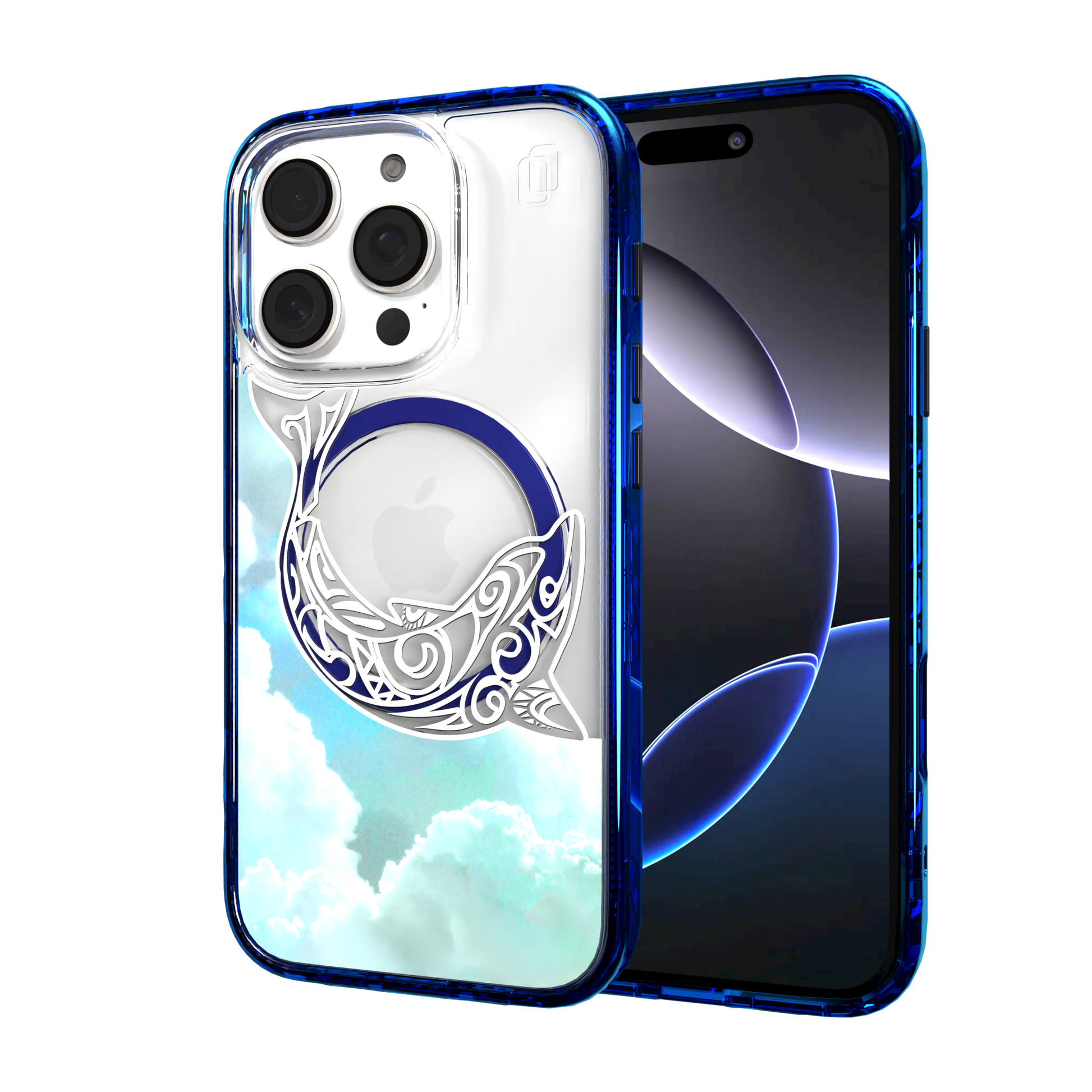 iPhone 16 Series | MagSafe | Coastal Case Collection | White & Teal Dolphine Dolphin / iPhone 16 Pro / Blue