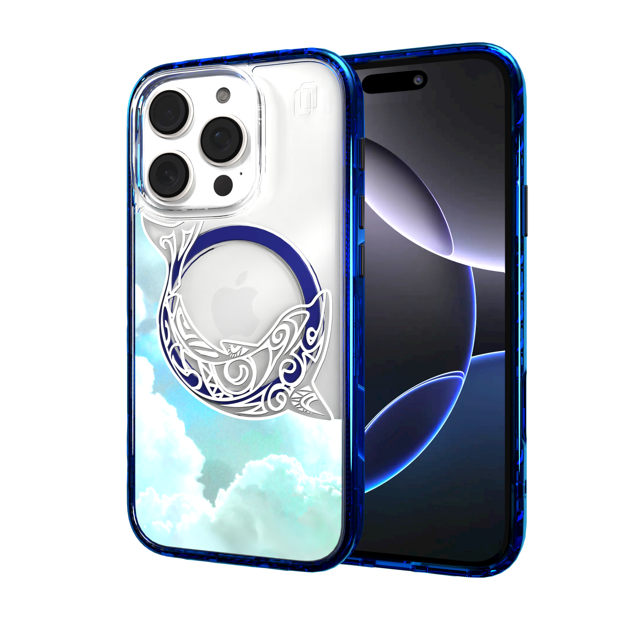 iPhone 16 Series | MagSafe | Coastal Case Collection | White & Teal Dolphine Dolphin / iPhone 16 Pro / Blue
