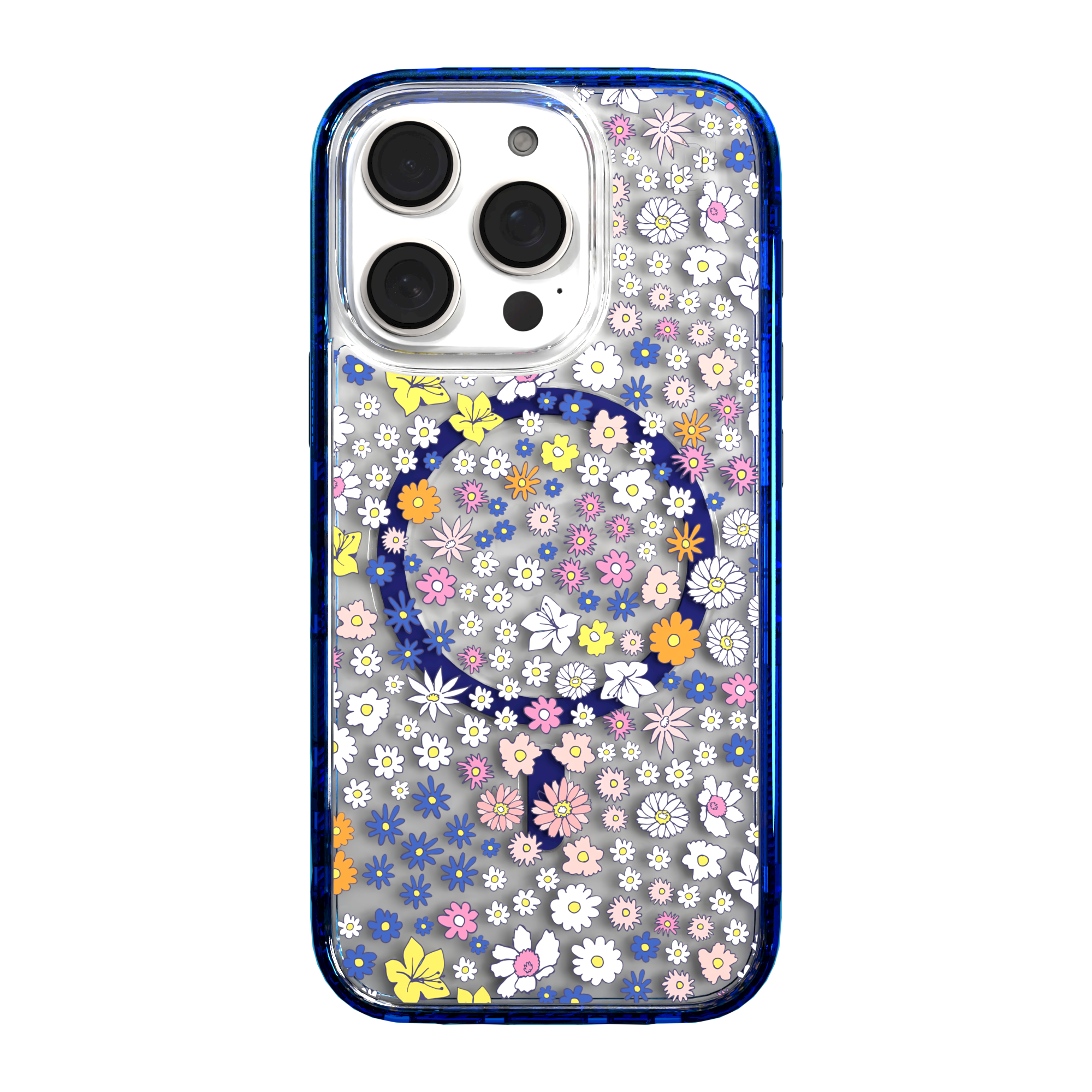 iPhone 16 Series | MagSafe | Flower Case Collection | Sketched Wild Blossoms Wild Blossom / iPhone 16 Pro / Blue