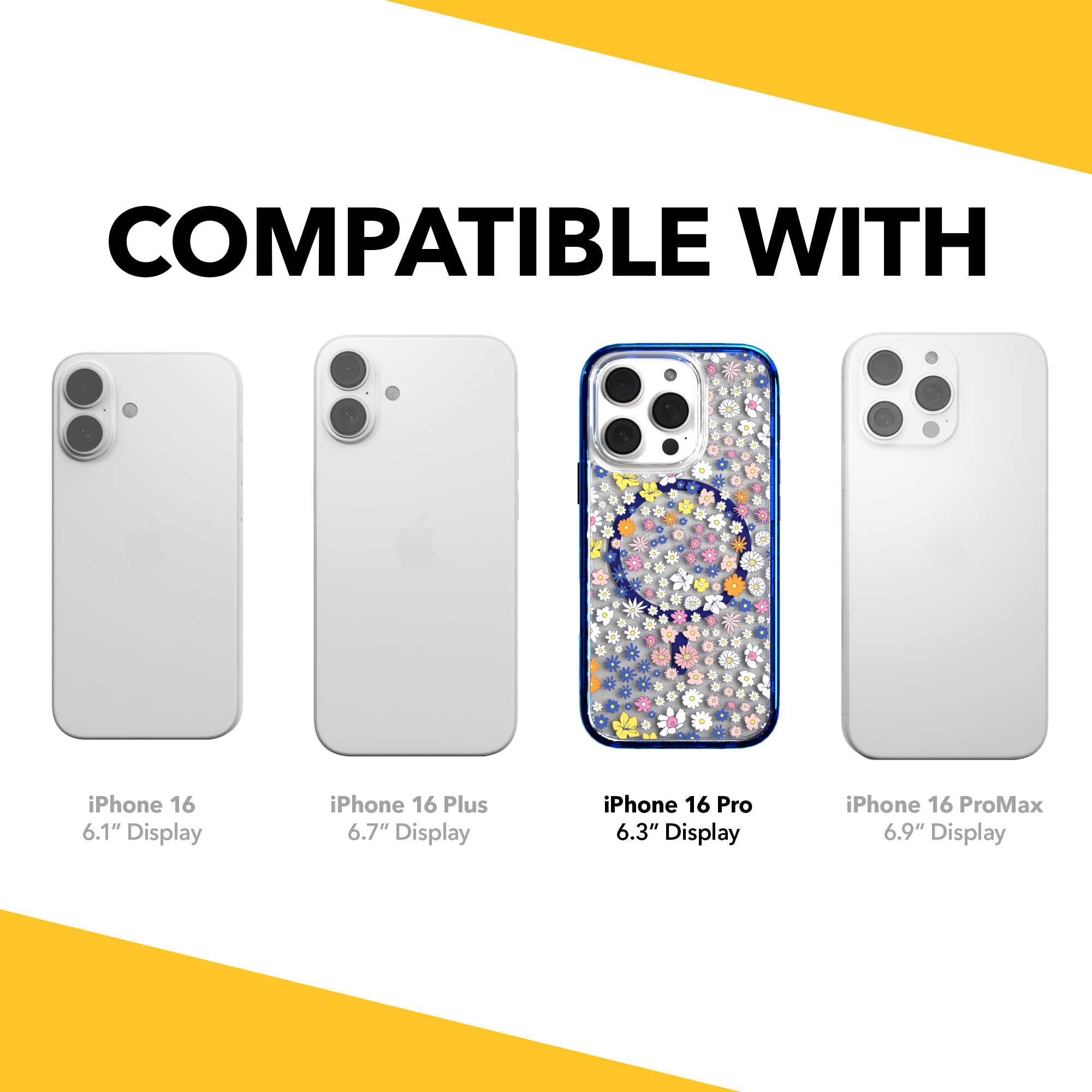 iPhone 16 Series | MagSafe | Flower Case Collection | Sketched Wild Blossoms Wild Blossom / iPhone 16 Pro / Blue