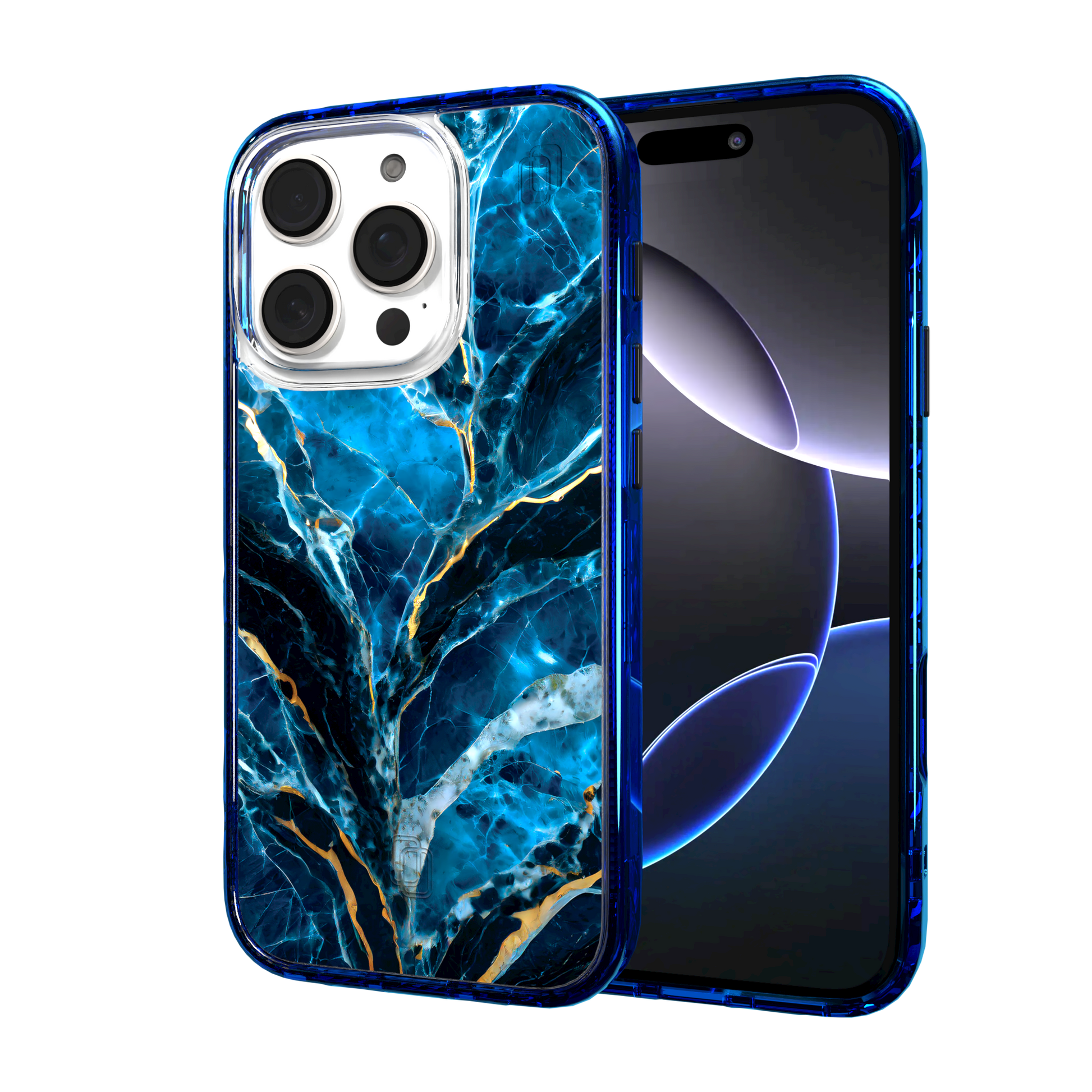 iPhone 16 Series | MagSafe | Stone Beauty Case Collection | Deep Sea Blue & Gold Marble Deep Sea / iPhone 16 Pro / Blue
