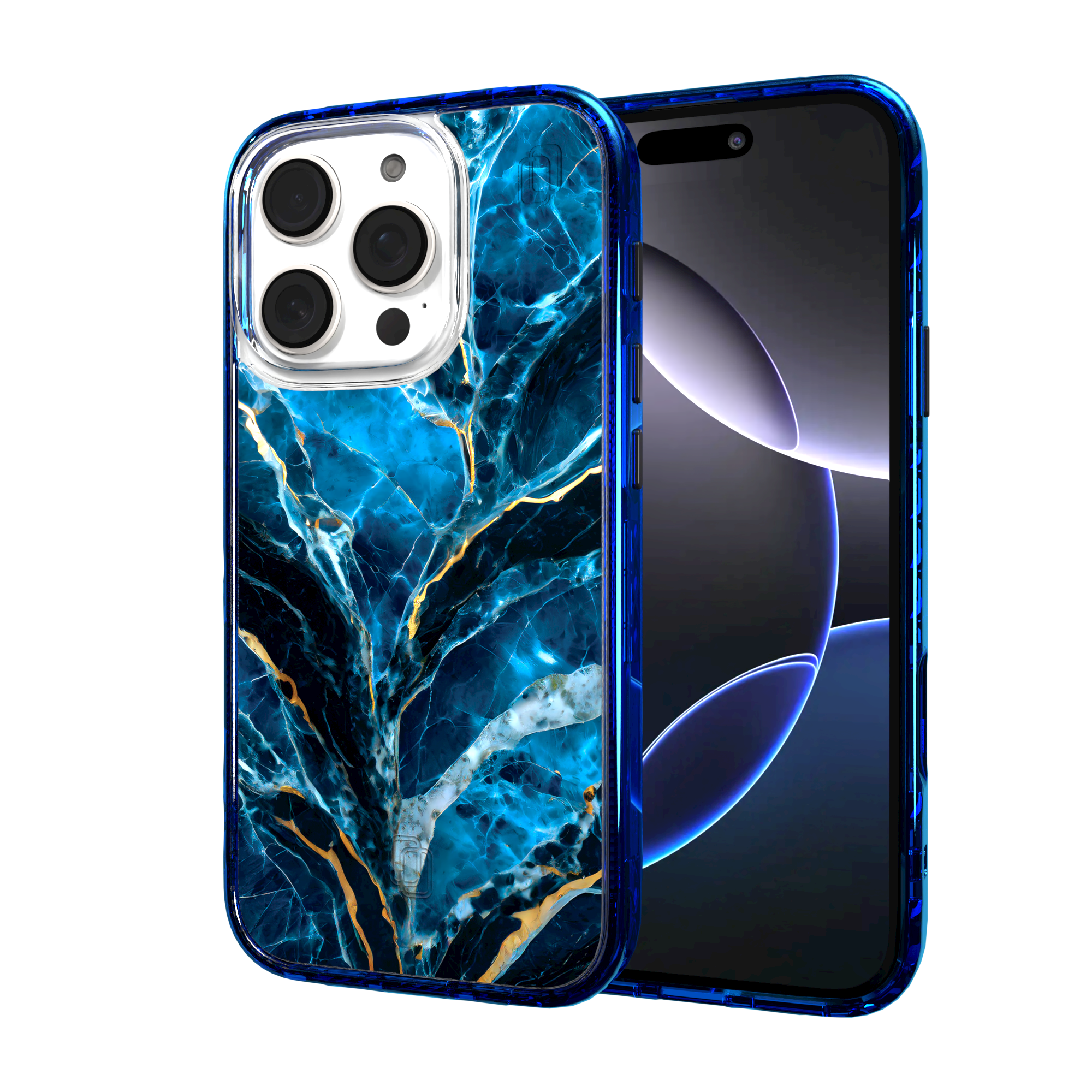 iPhone 16 Series | MagSafe | Stone Beauty Case Collection | Deep Sea Blue & Gold Marble Deep Sea / iPhone 16 Pro / Blue