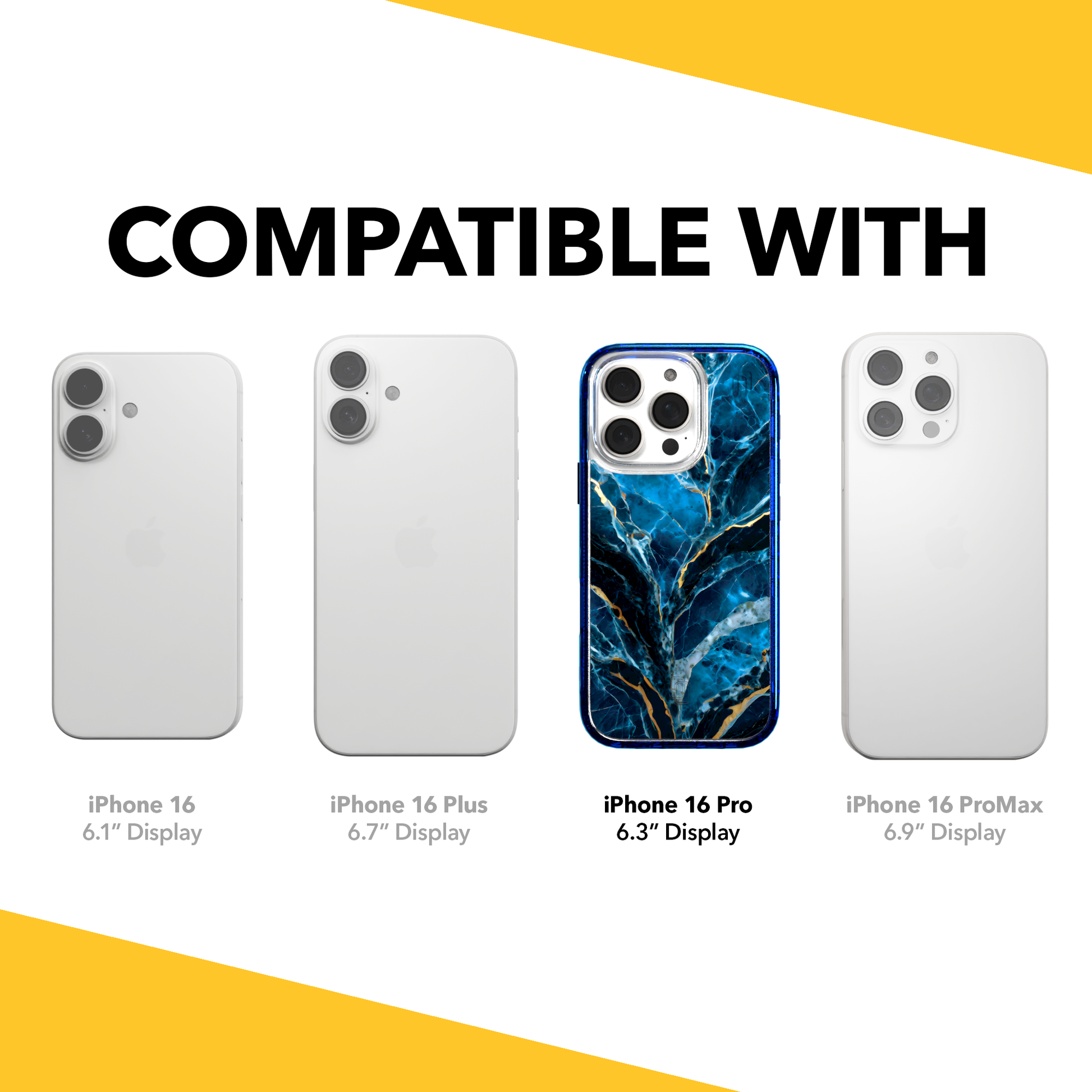 iPhone 16 Series | MagSafe | Stone Beauty Case Collection | Deep Sea Blue & Gold Marble Deep Sea / iPhone 16 Pro / Blue