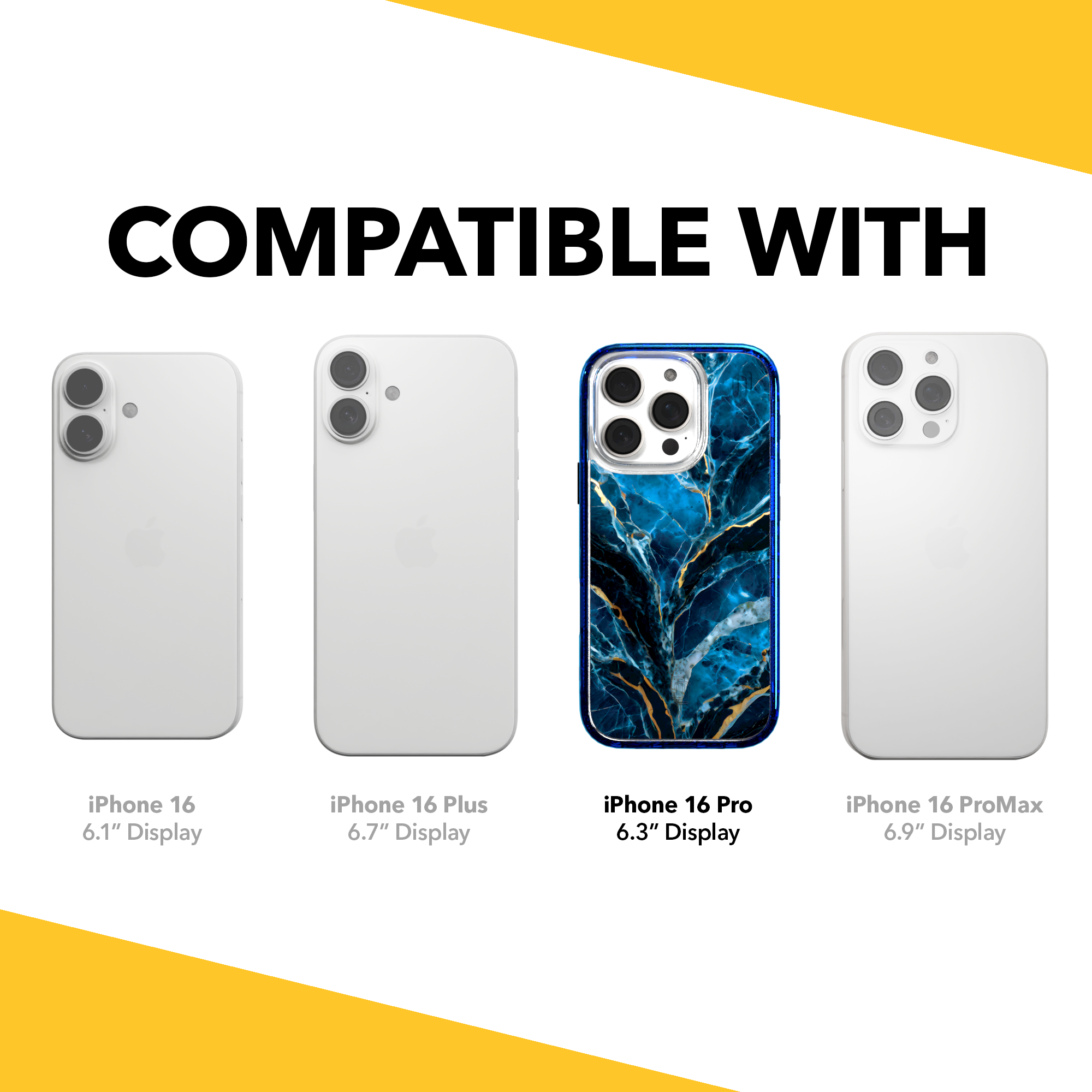 iPhone 16 Series | MagSafe | Stone Beauty Case Collection | Deep Sea Blue & Gold Marble Deep Sea / iPhone 16 Pro / Blue