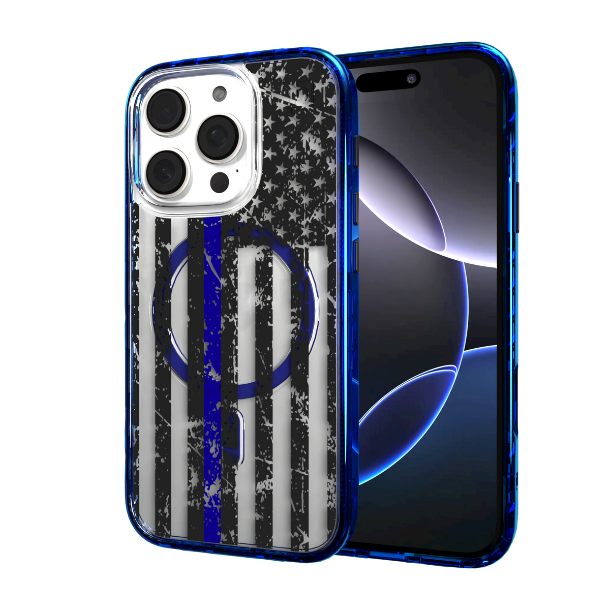 iPhone 16 Series | MagSafe | Red, White & Blue Case Collection | Thin Blue Line Blue Line / iPhone 16 Pro / Blue