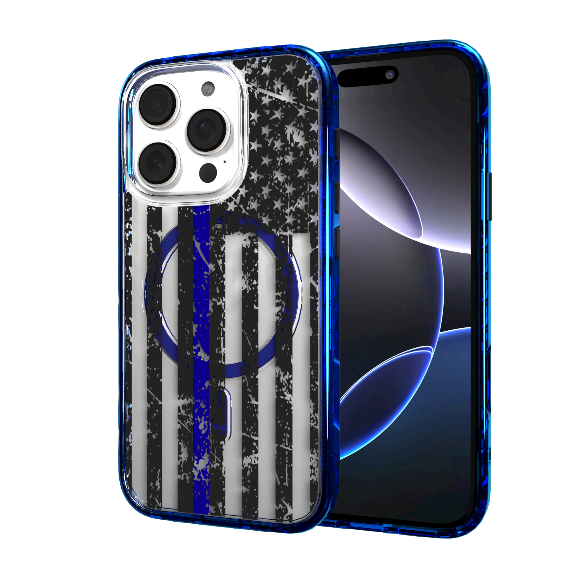 iPhone 16 Series | MagSafe | Red, White & Blue Case Collection | Thin Blue Line Blue Line / iPhone 16 Pro / Blue