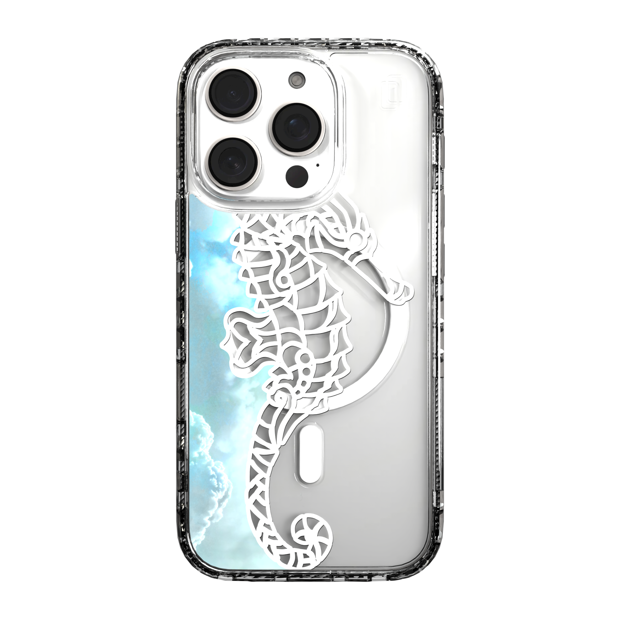 iPhone 16 Series | MagSafe | Coastal Case Collection | White & Teal Seahorse Seahorse / iPhone 16 Pro / Clear
