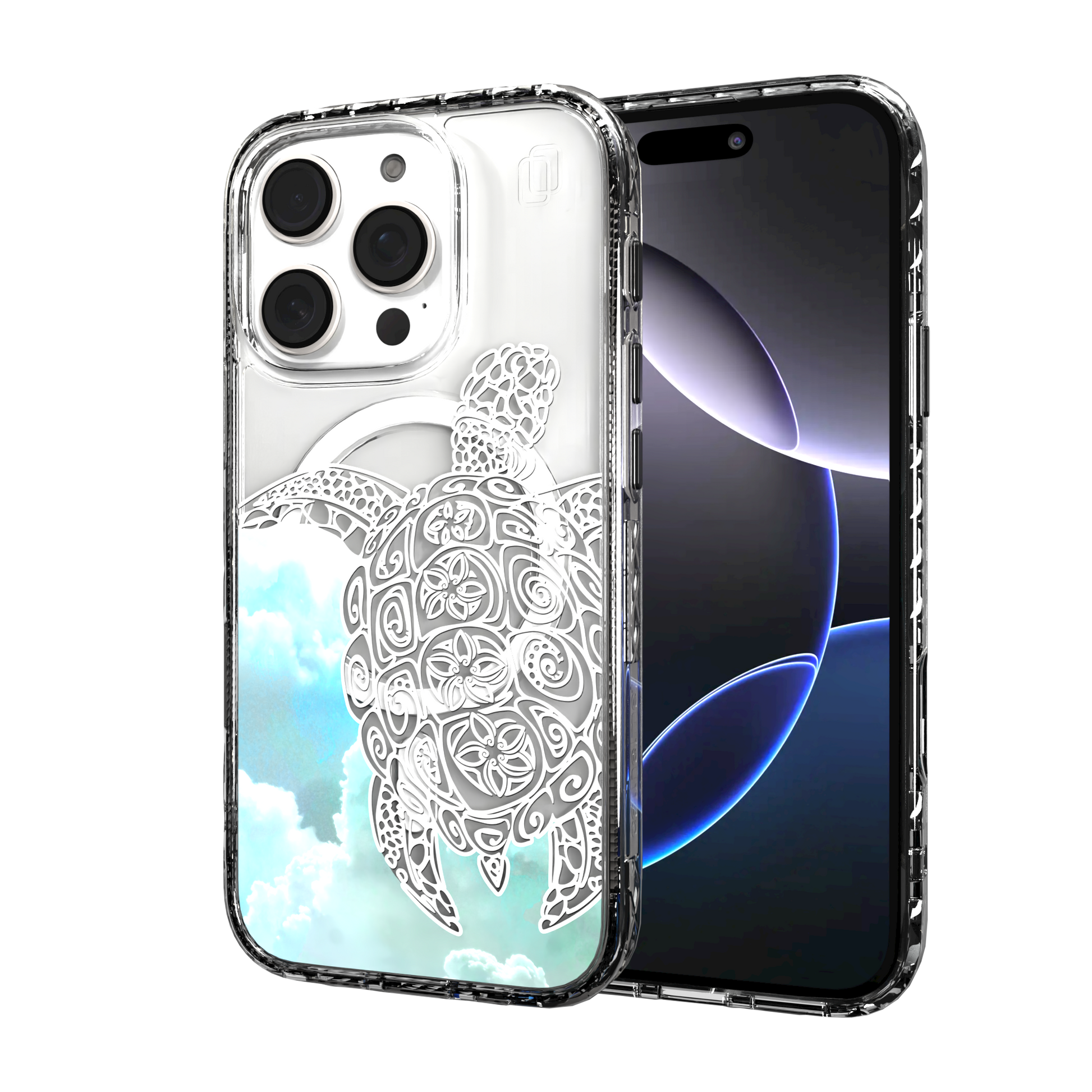iPhone 16 Series | MagSafe | Coastal Case Collection | White & Teal Sea Turtle Turtle / iPhone 16 Pro / Clear