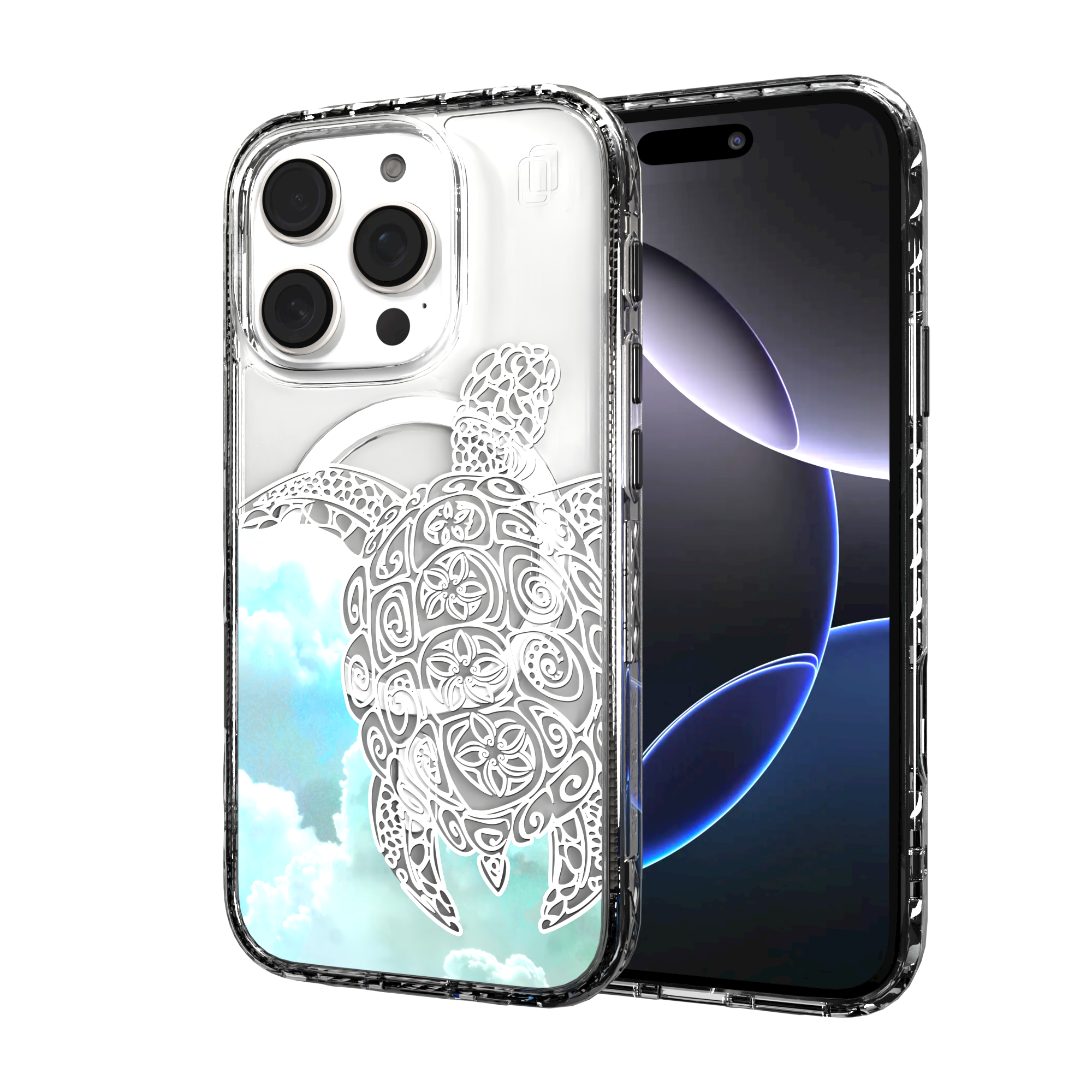 iPhone 16 Series | MagSafe | Coastal Case Collection | White & Teal Sea Turtle Turtle / iPhone 16 Pro / Clear