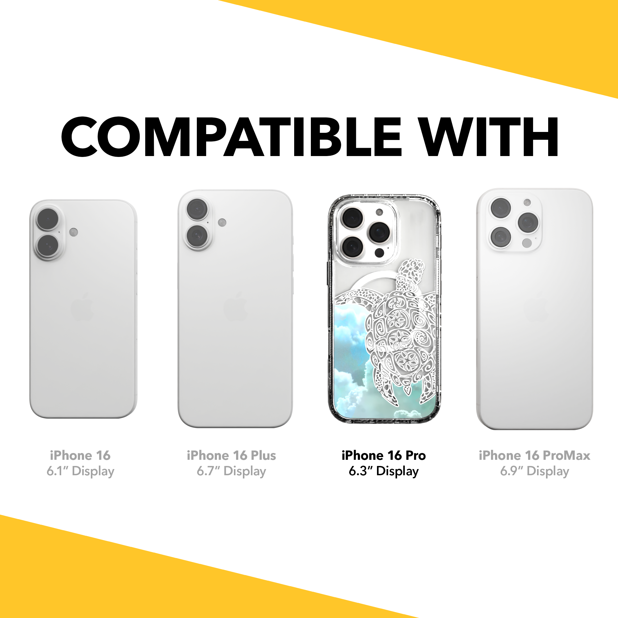 iPhone 16 Series | MagSafe | Coastal Case Collection | White & Teal Sea Turtle Turtle / iPhone 16 Pro / Clear
