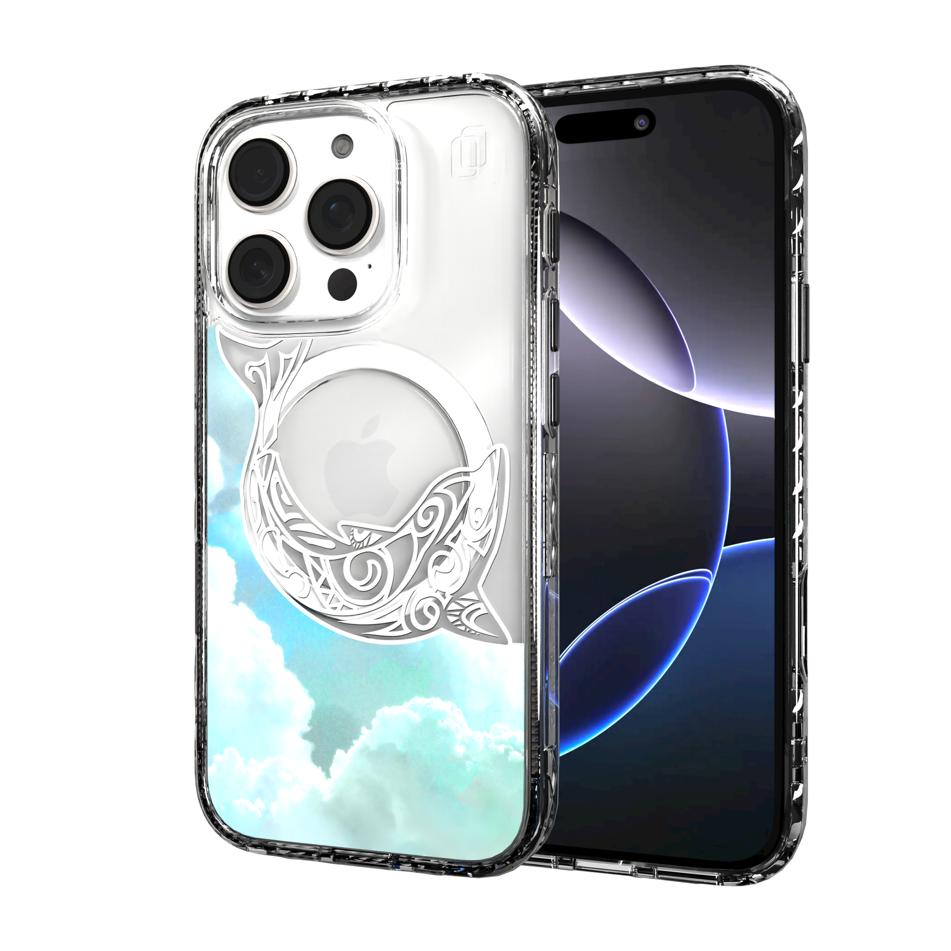 iPhone 16 Series | MagSafe | Coastal Case Collection | White & Teal Dolphine Dolphin / iPhone 16 Pro / Clear