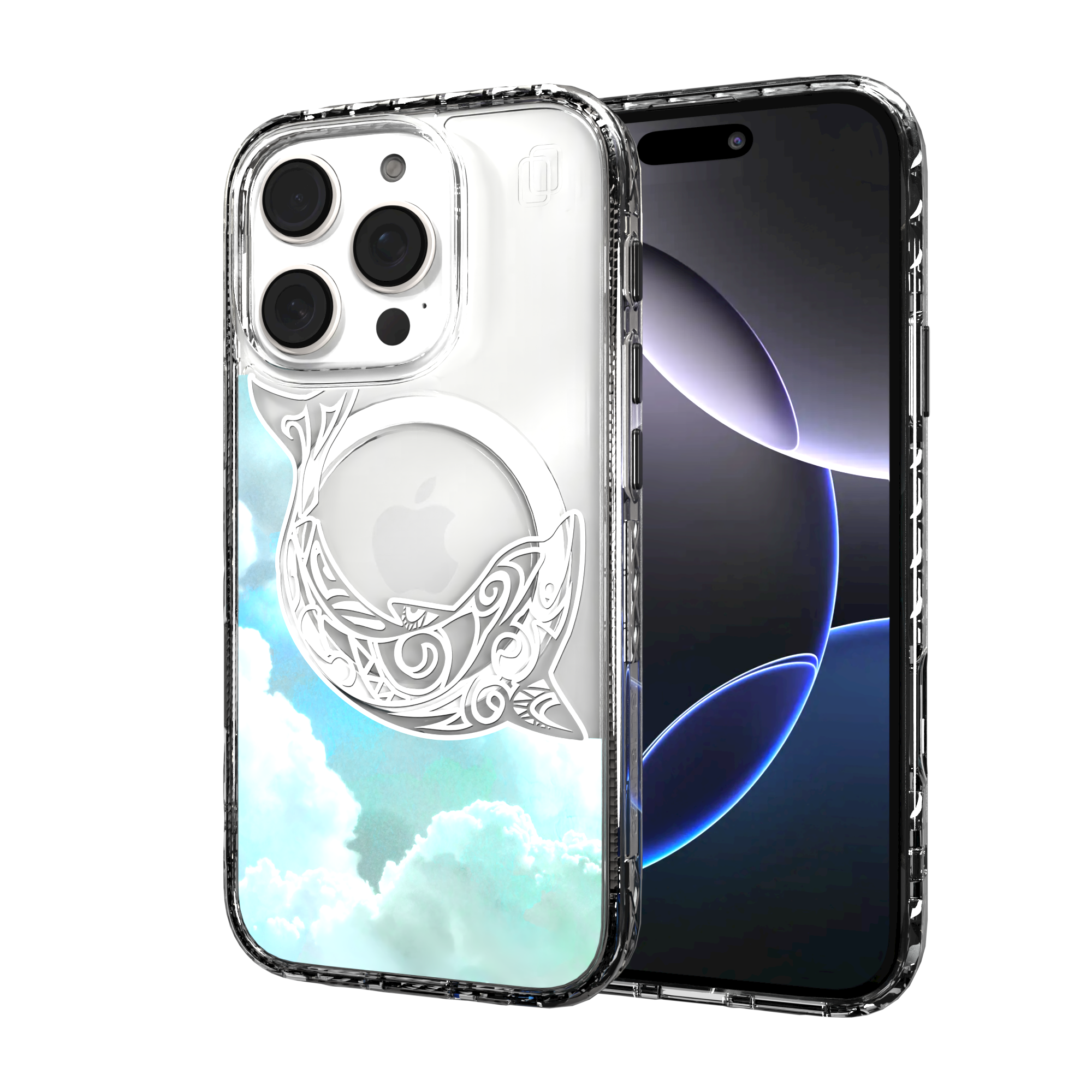 iPhone 16 Series | MagSafe | Coastal Case Collection | White & Teal Dolphine Dolphin / iPhone 16 Pro / Clear