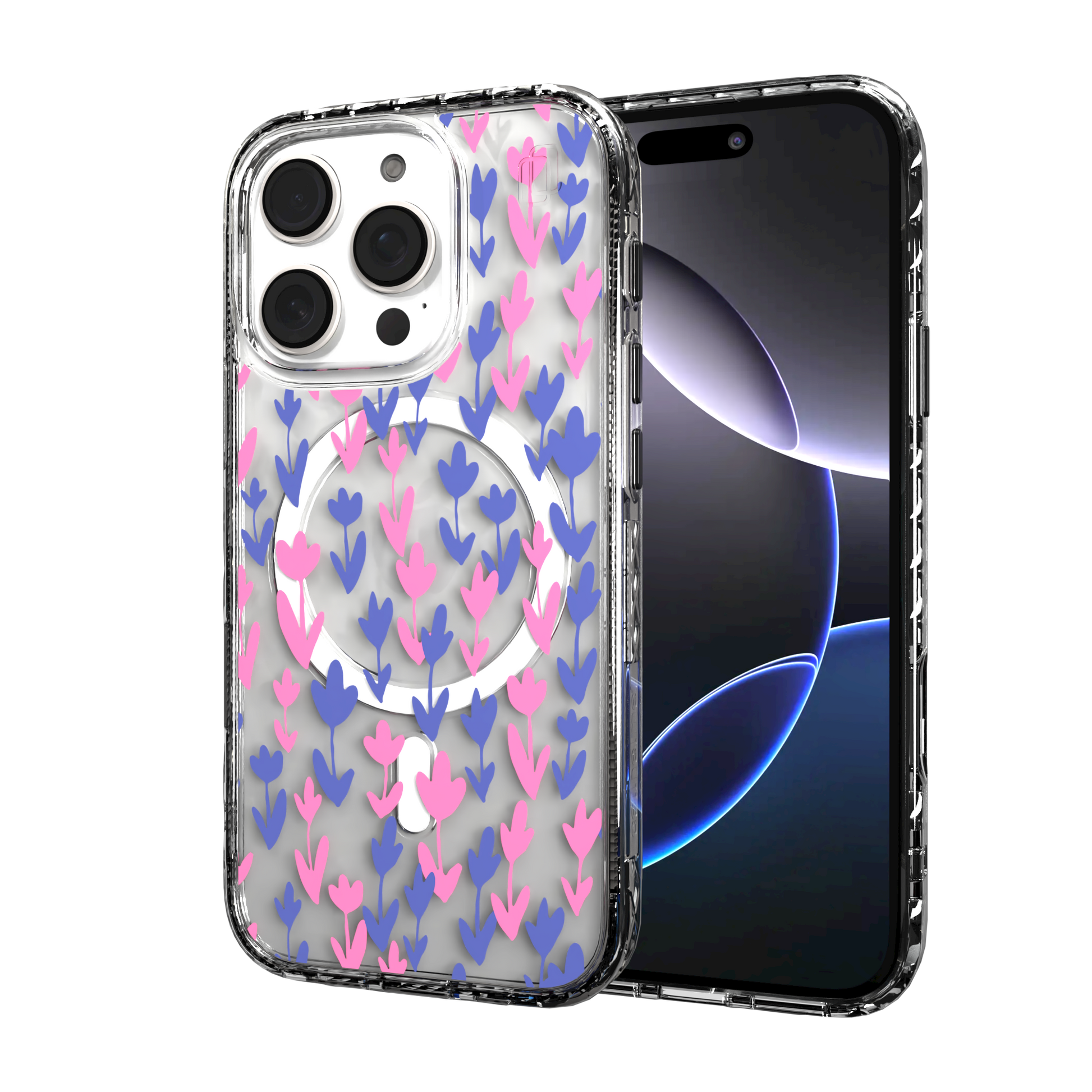 iPhone 16 Series | MagSafe | Flower Case Collection | Pink & Purple Pastel Blooms Pastel Bloom / iPhone 16 Pro / Clear