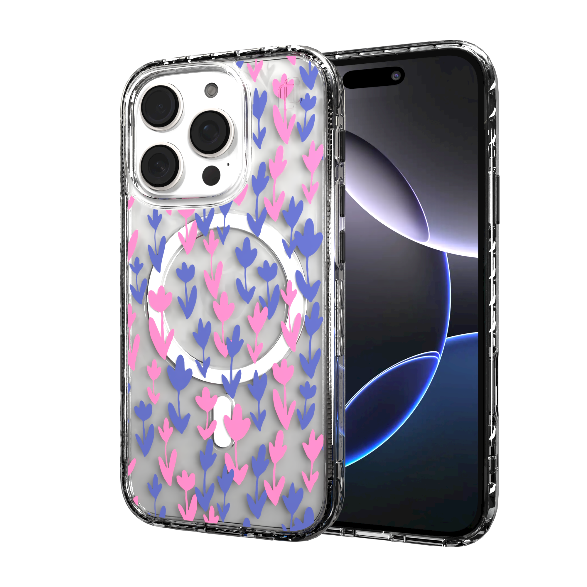 iPhone 16 Series | MagSafe | Flower Case Collection | Pink & Purple Pastel Blooms Pastel Bloom / iPhone 16 Pro / Clear