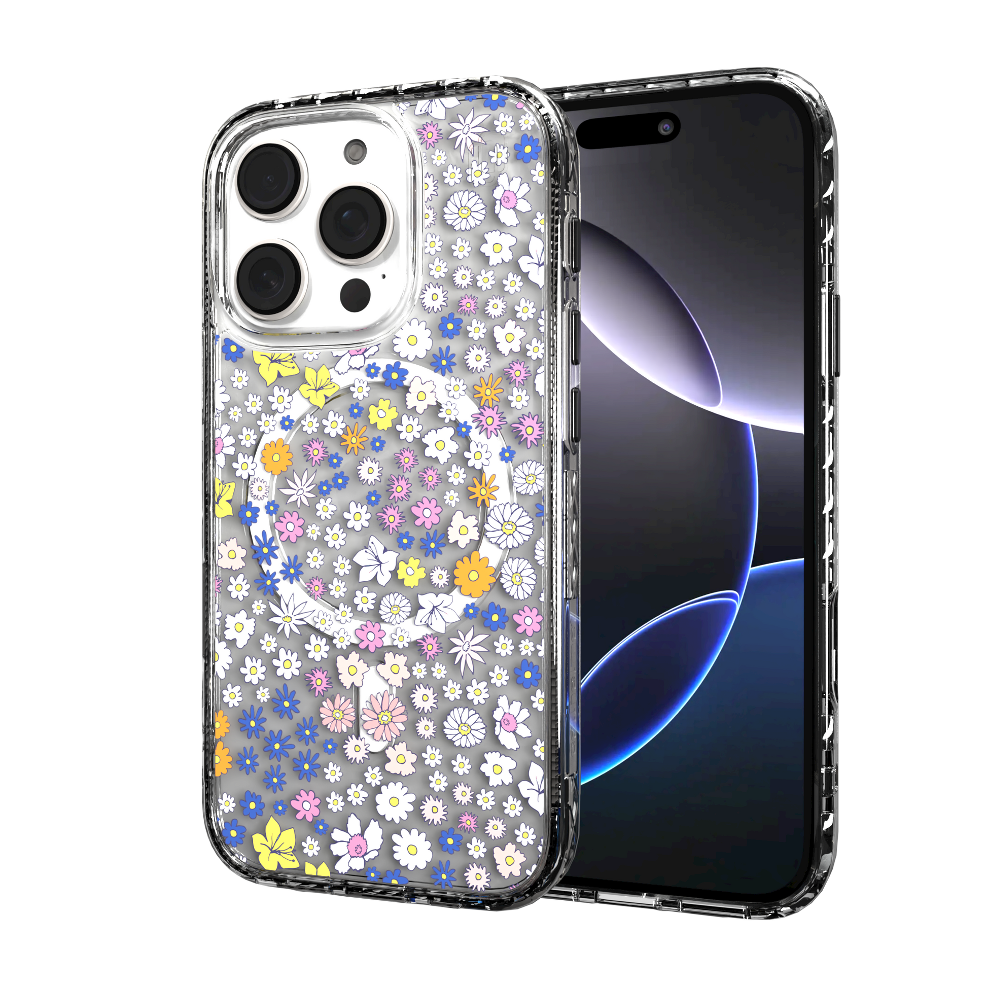 iPhone 16 Series | MagSafe | Flower Case Collection | Sketched Wild Blossoms Wild Blossom / iPhone 16 Pro / Clear