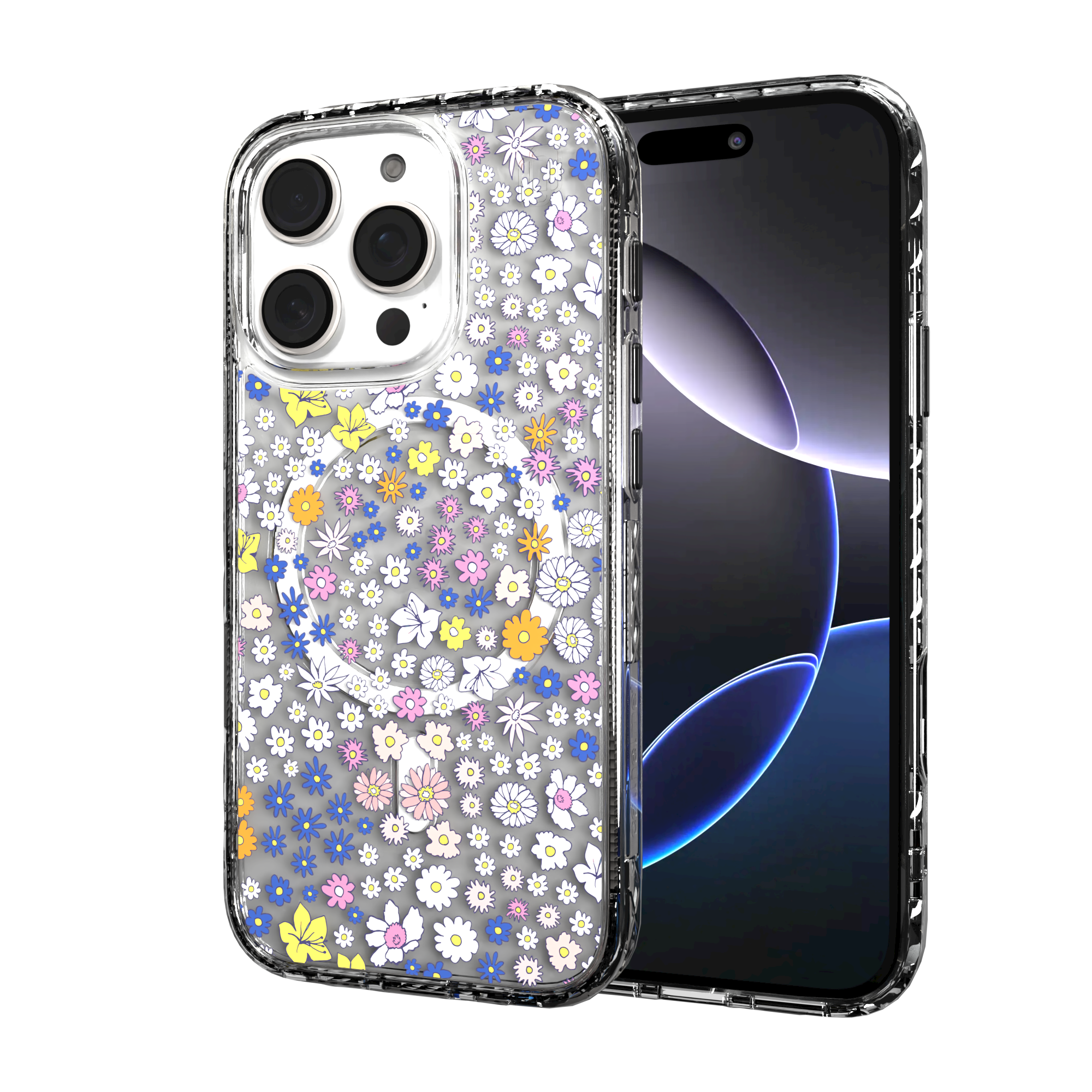 iPhone 16 Series | MagSafe | Flower Case Collection | Sketched Wild Blossoms Wild Blossom / iPhone 16 Pro / Clear