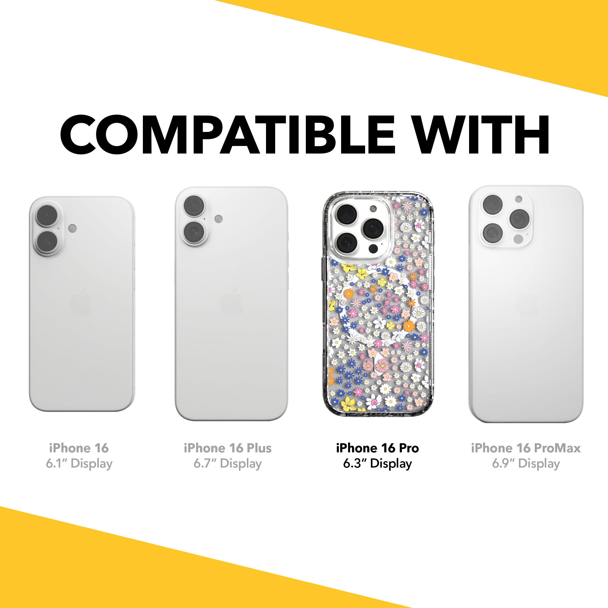 iPhone 16 Series | MagSafe | Flower Case Collection | Sketched Wild Blossoms Wild Blossom / iPhone 16 Pro / Clear