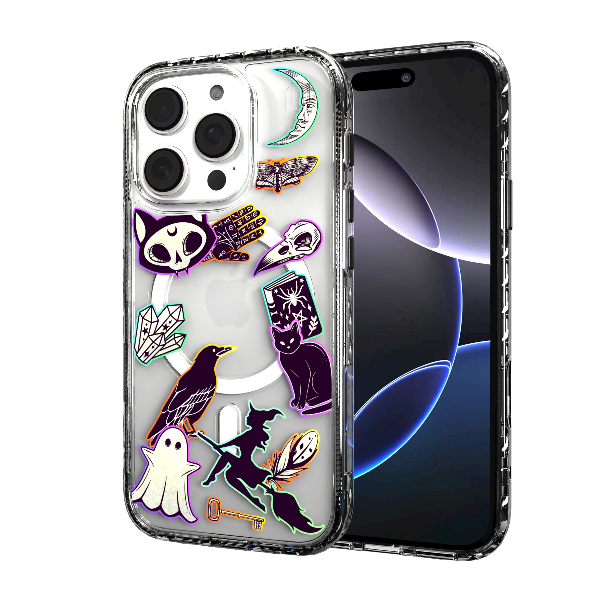 iPhone 16 Series | MagSafe | Halloween Case | Witchy Stickers Witchy Stickers / iPhone 16 Pro / Clear