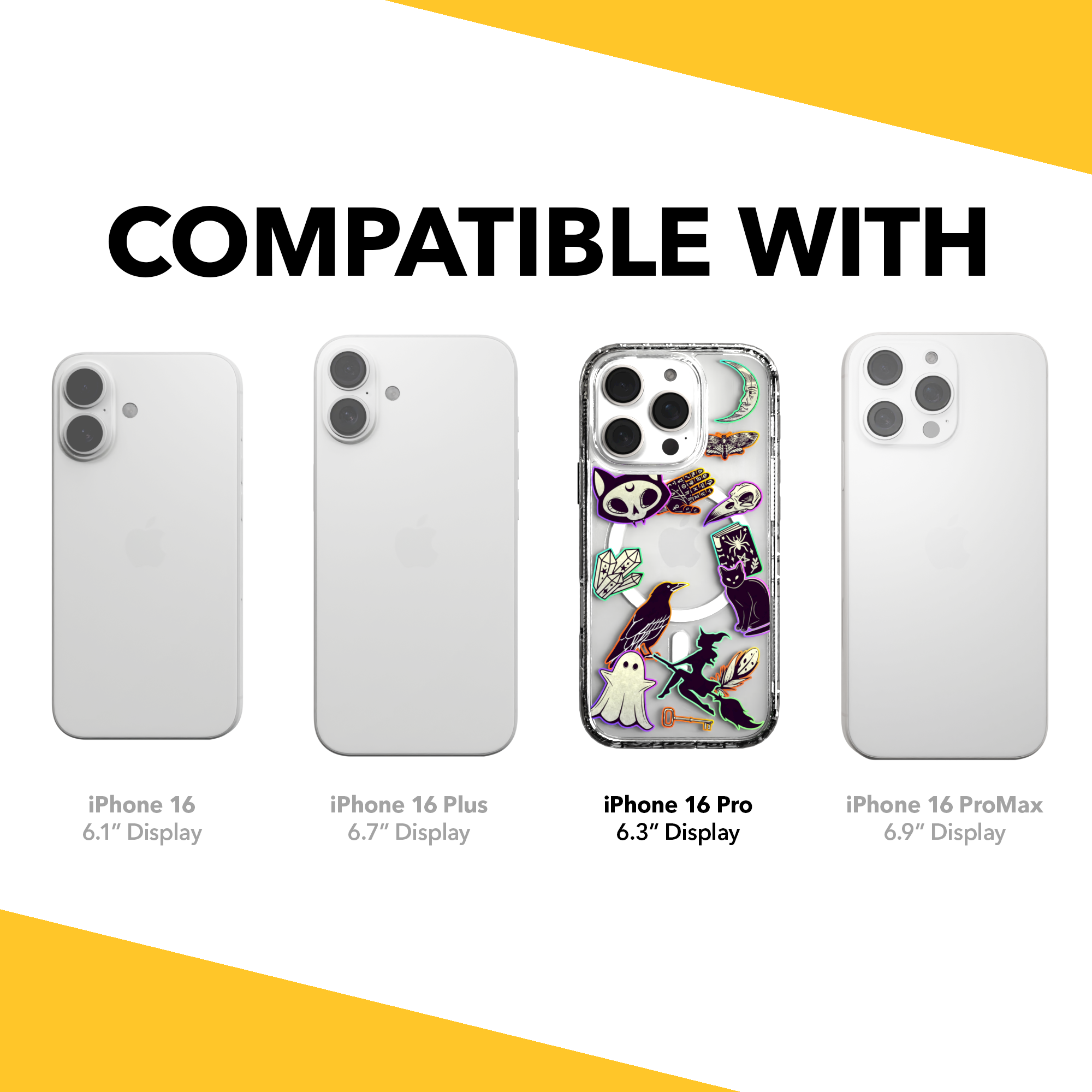 iPhone 16 Series | MagSafe | Halloween Case | Witchy Stickers Witchy Stickers / iPhone 16 Pro / Clear