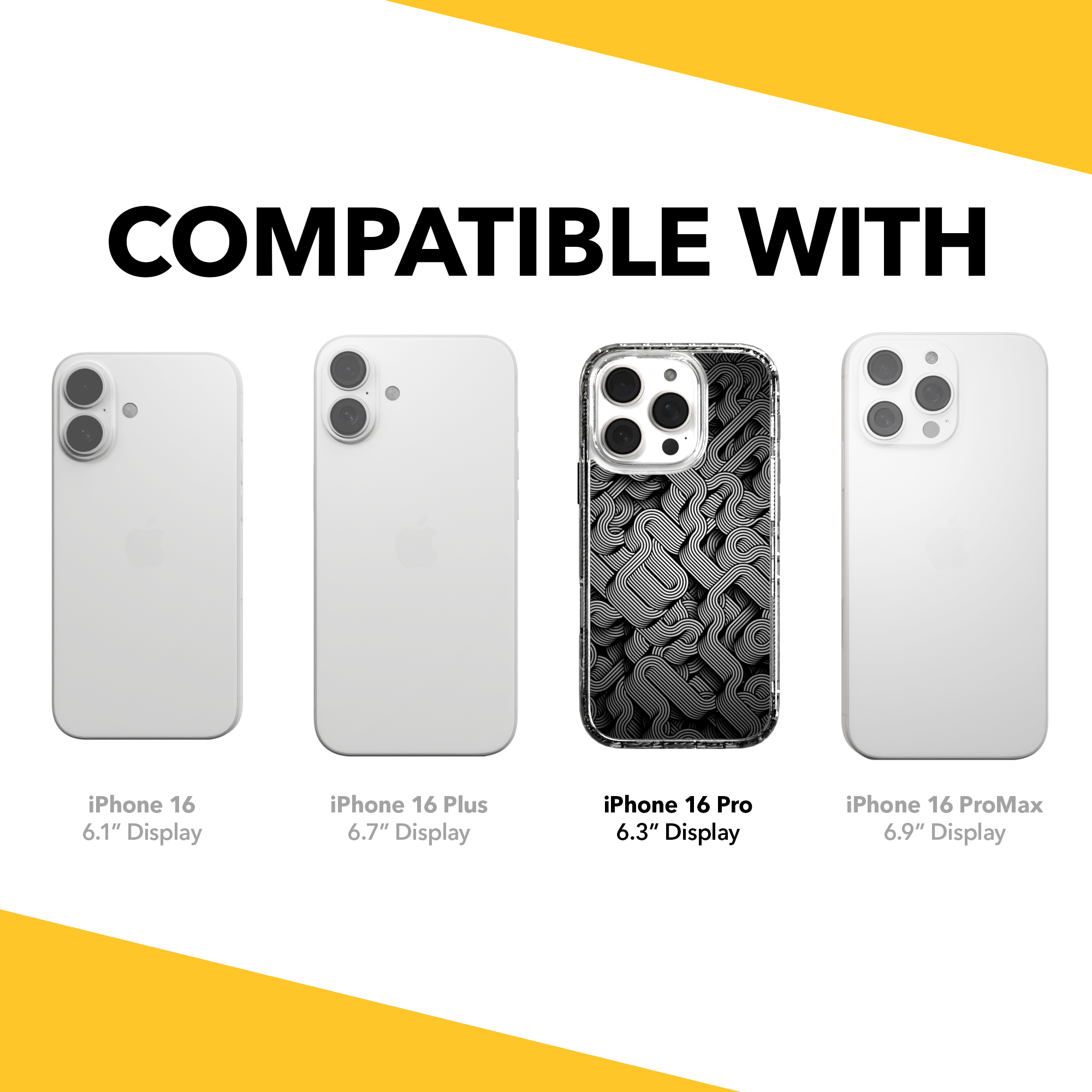 iPhone 16 Series | MagSafe | Monochromatic Case Designs | Black & White Dimensions Black & White Dimensions / iPhone 16 Pro / Clear