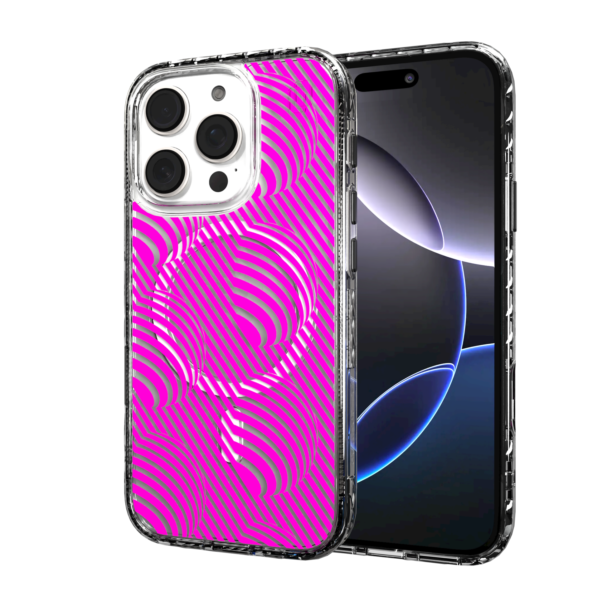 iPhone 16 Series | MagSafe | Monochromatic Case Designs | Pink Bumps Pink Bumps / iPhone 16 Pro / Clear