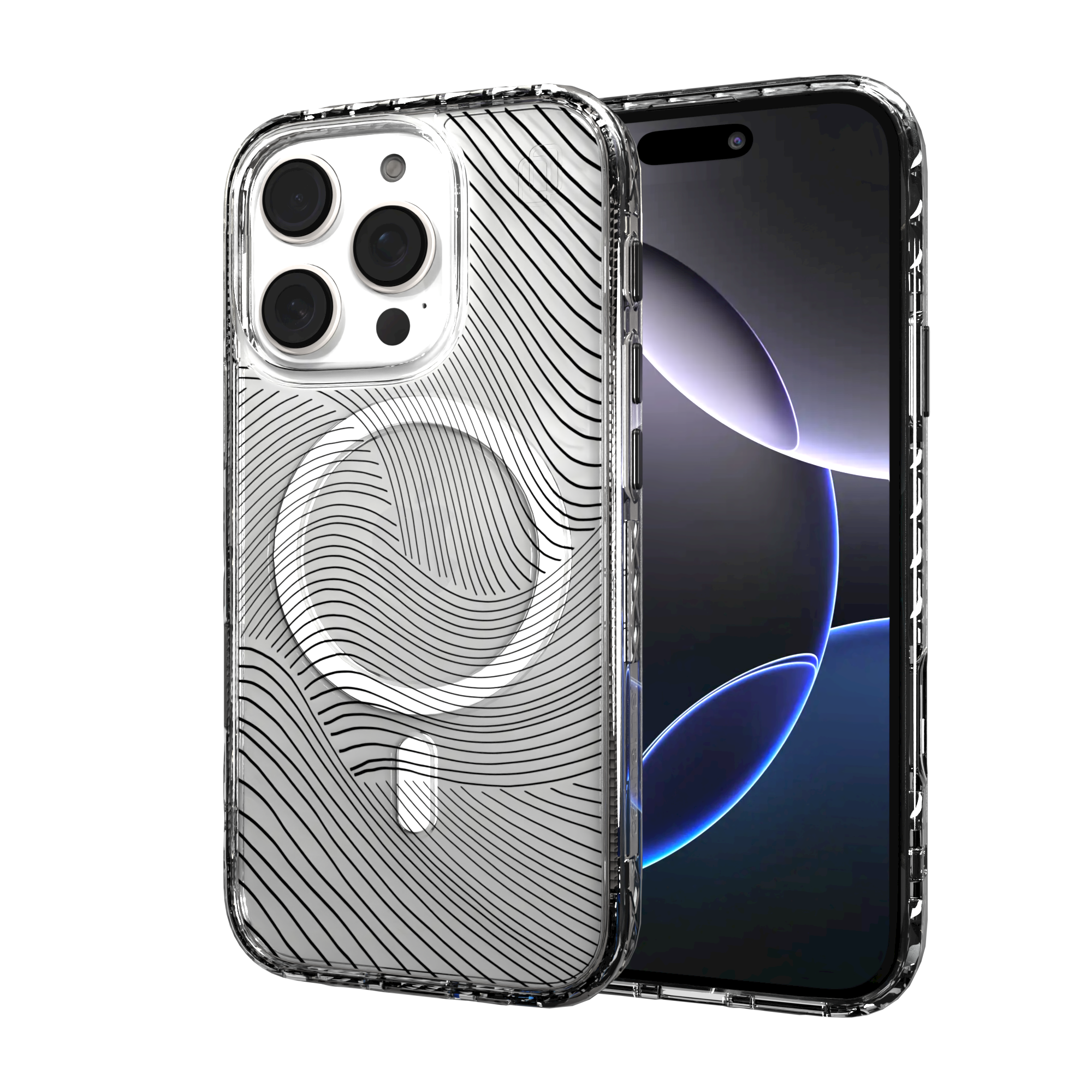 iPhone 16 Series | MagSafe | Abstract Art Case | Retro Clear Waves Retro Clear / iPhone 16 Pro / Clear