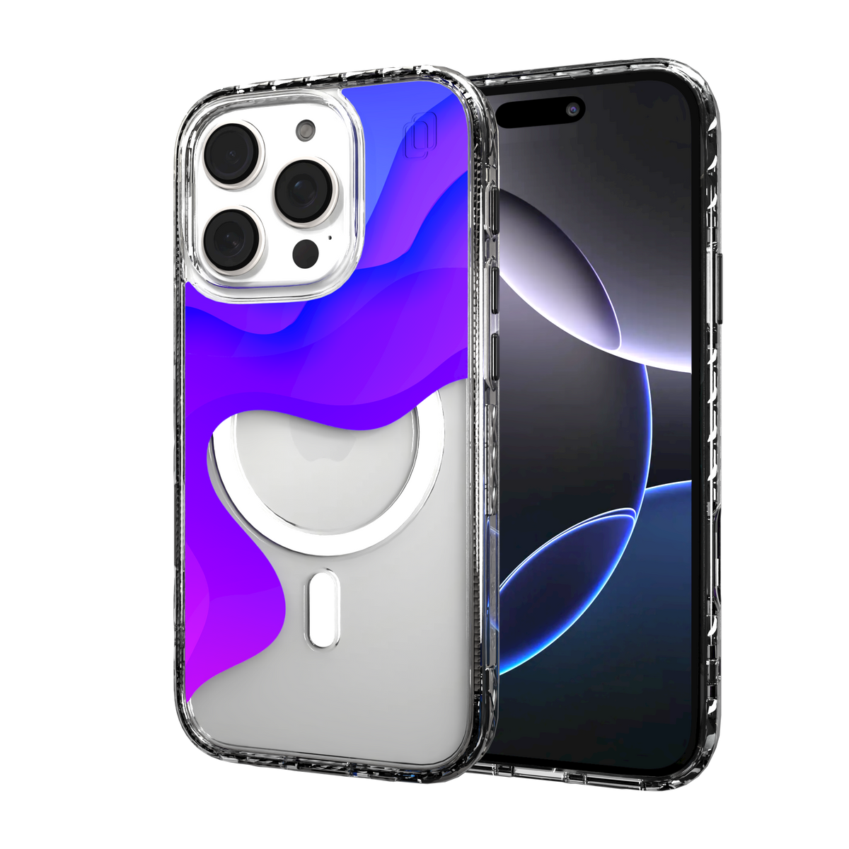 iPhone 16 Series | MagSafe | Abstract Art Case | Retro Purple Waves Retro Purple / iPhone 16 Pro / Clear