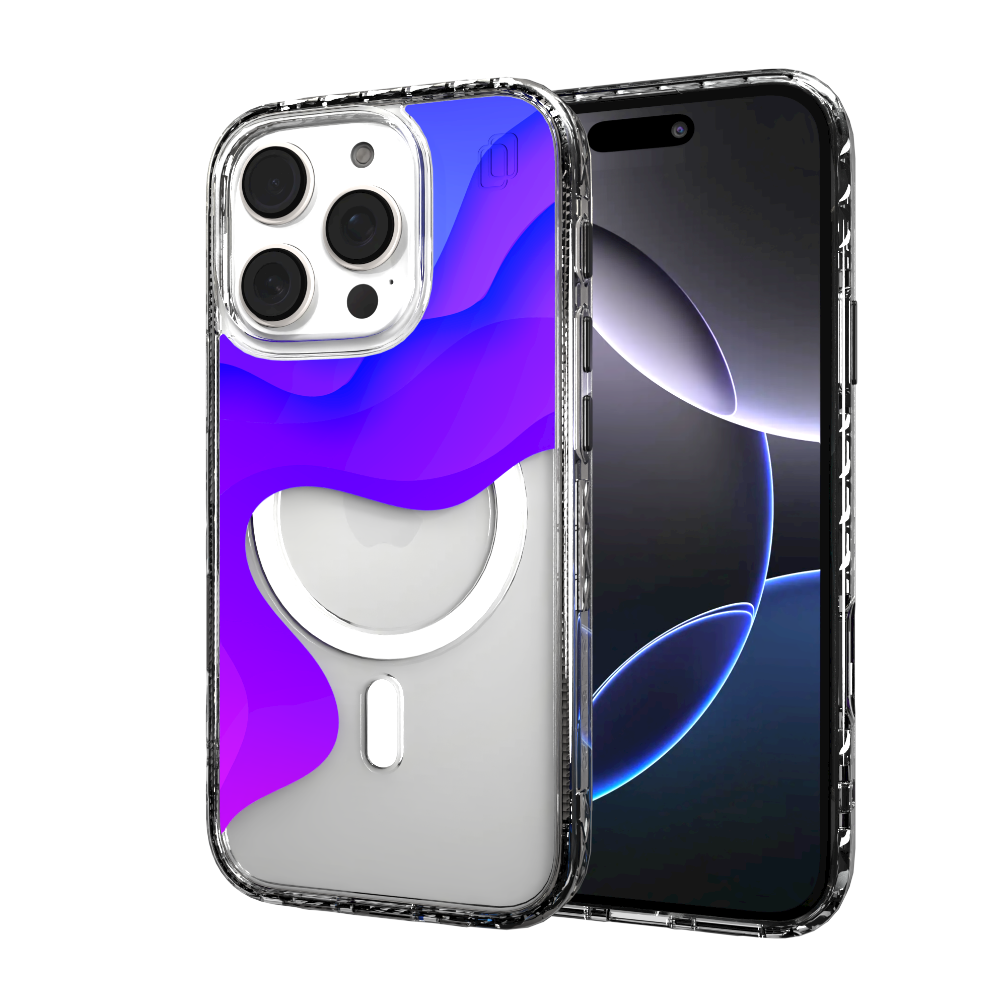iPhone 16 Series | MagSafe | Abstract Art Case | Retro Purple Waves Retro Purple / iPhone 16 Pro / Clear