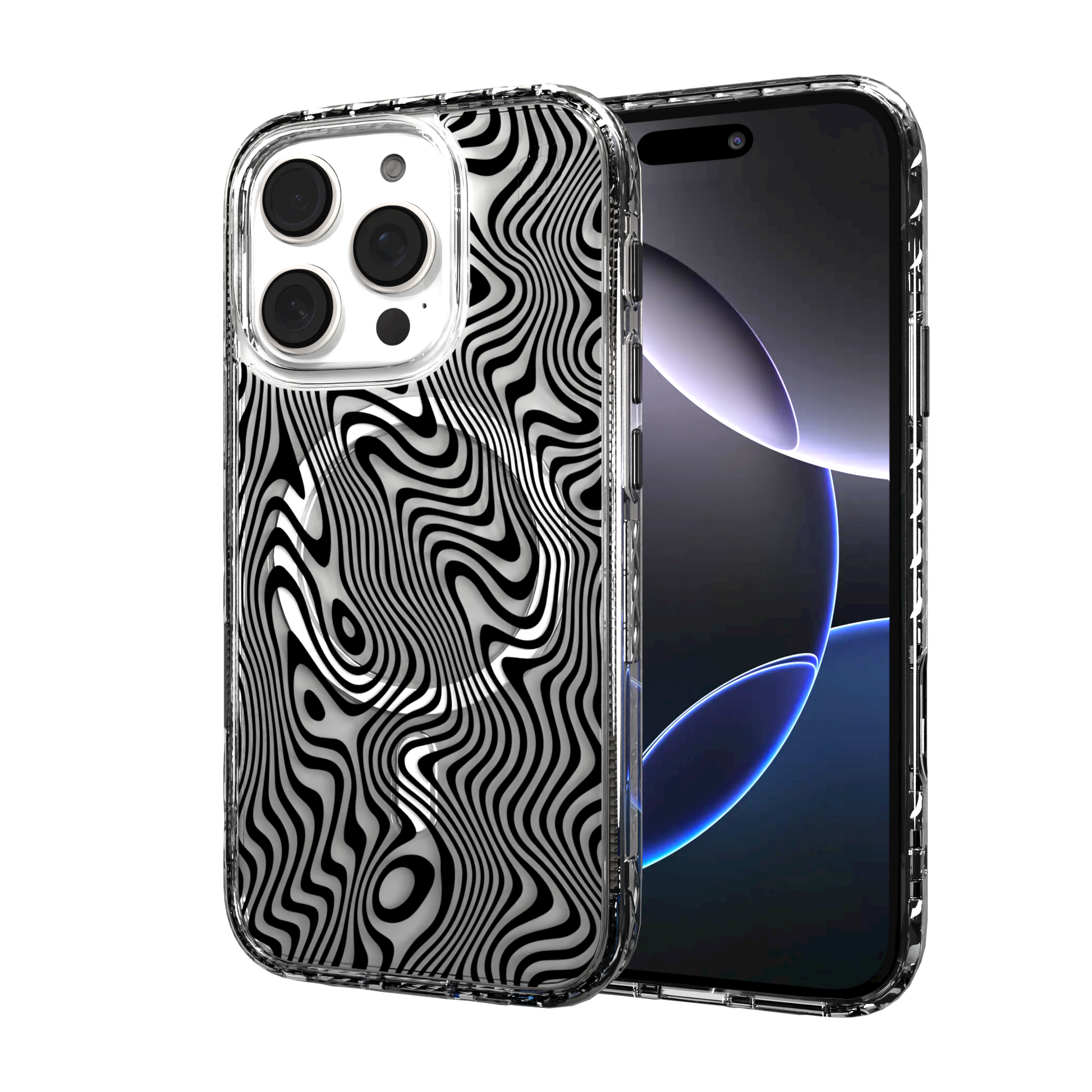 iPhone 16 Series | MagSafe | Monochromatic Case Designs | Swirling Tides Tide / iPhone 16 Pro / Clear
