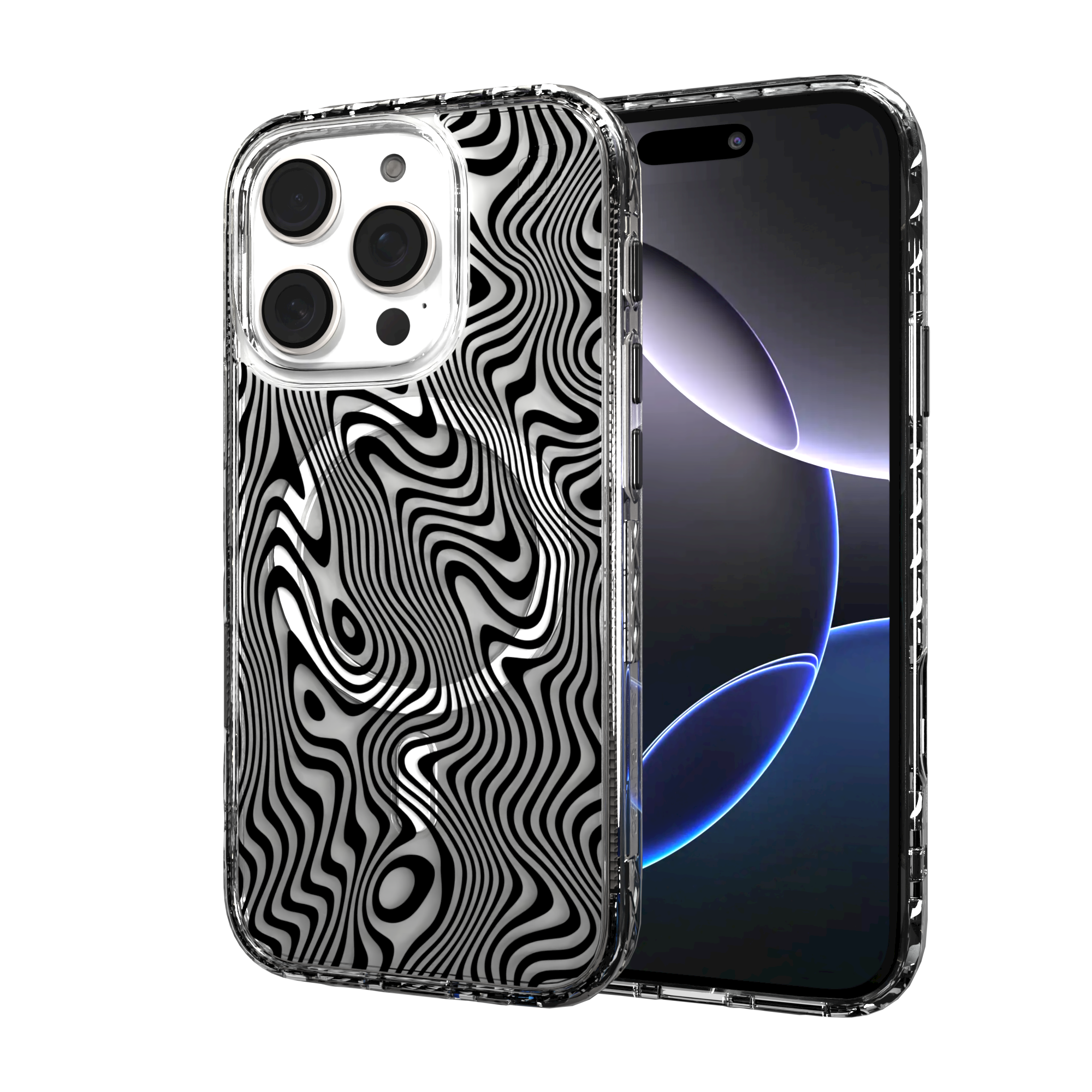 iPhone 16 Series | MagSafe | Monochromatic Case Designs | Swirling Tides Tide / iPhone 16 Pro / Clear