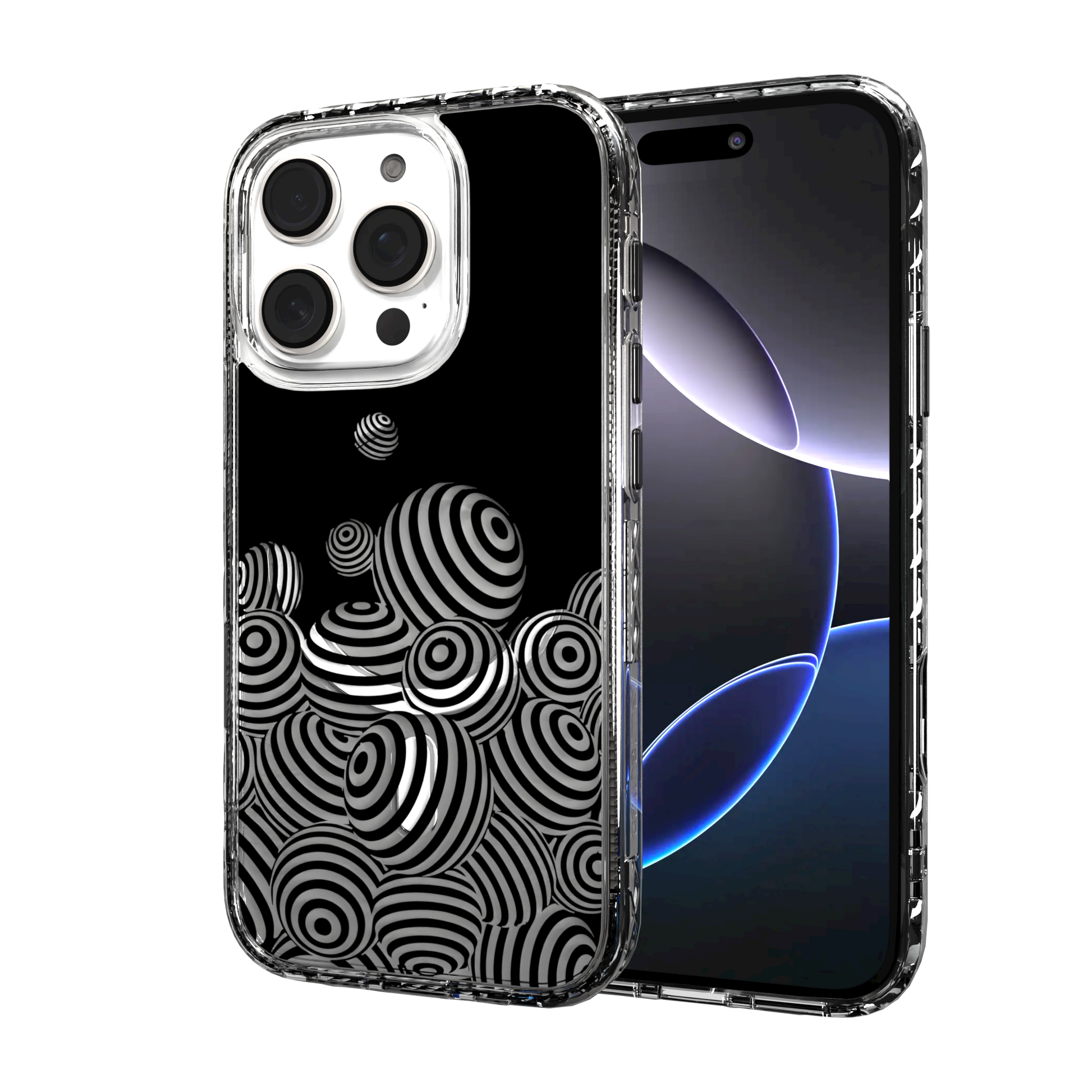 iPhone 16 Series | MagSafe | Monochromatic Collection | 3D Orb Swirl Ballpit / iPhone 16 Pro / Clear