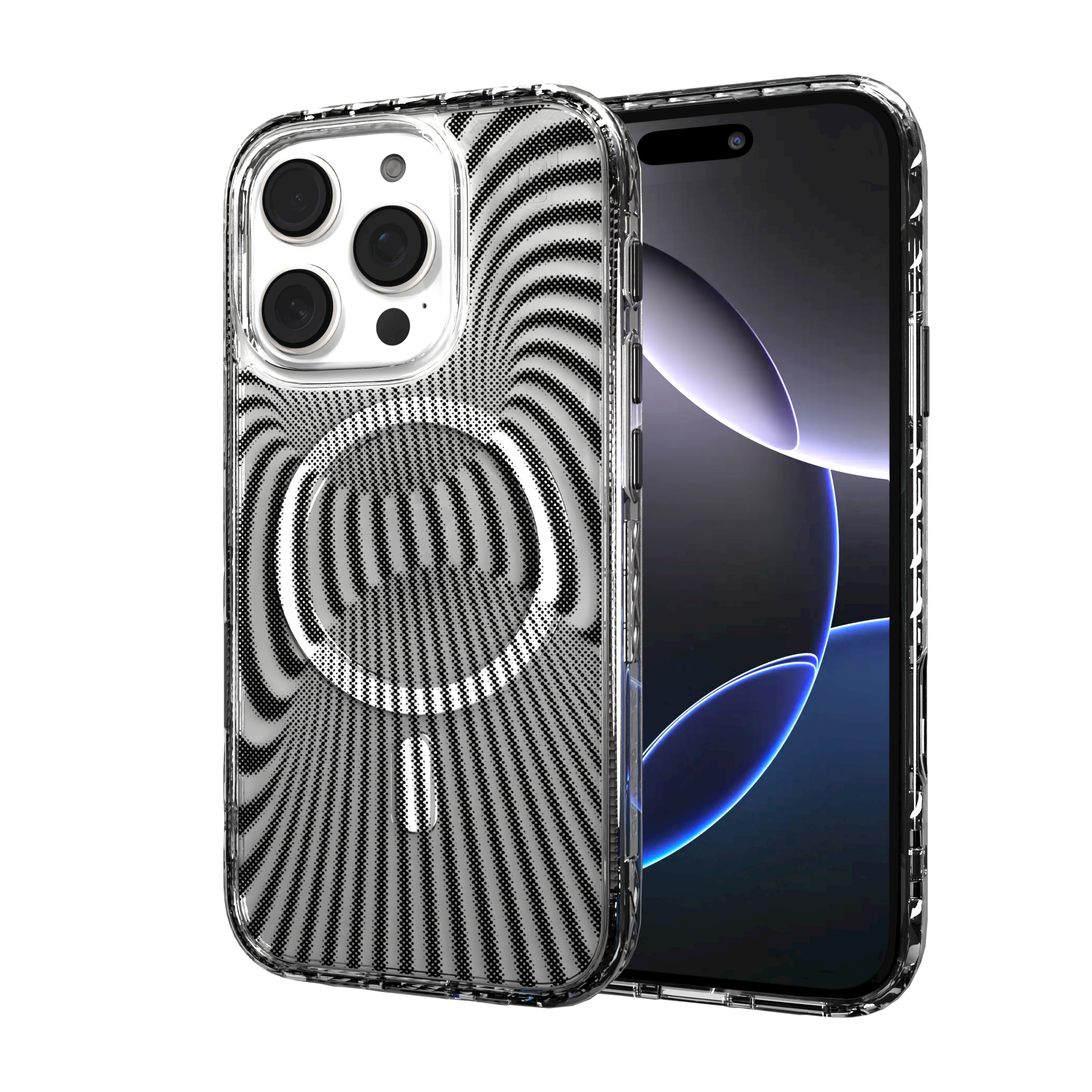 iPhone 16 Series | MagSafe | Monochromatic Case Designs | Trippy Tunnel Tunnel / iPhone 16 Pro / Clear