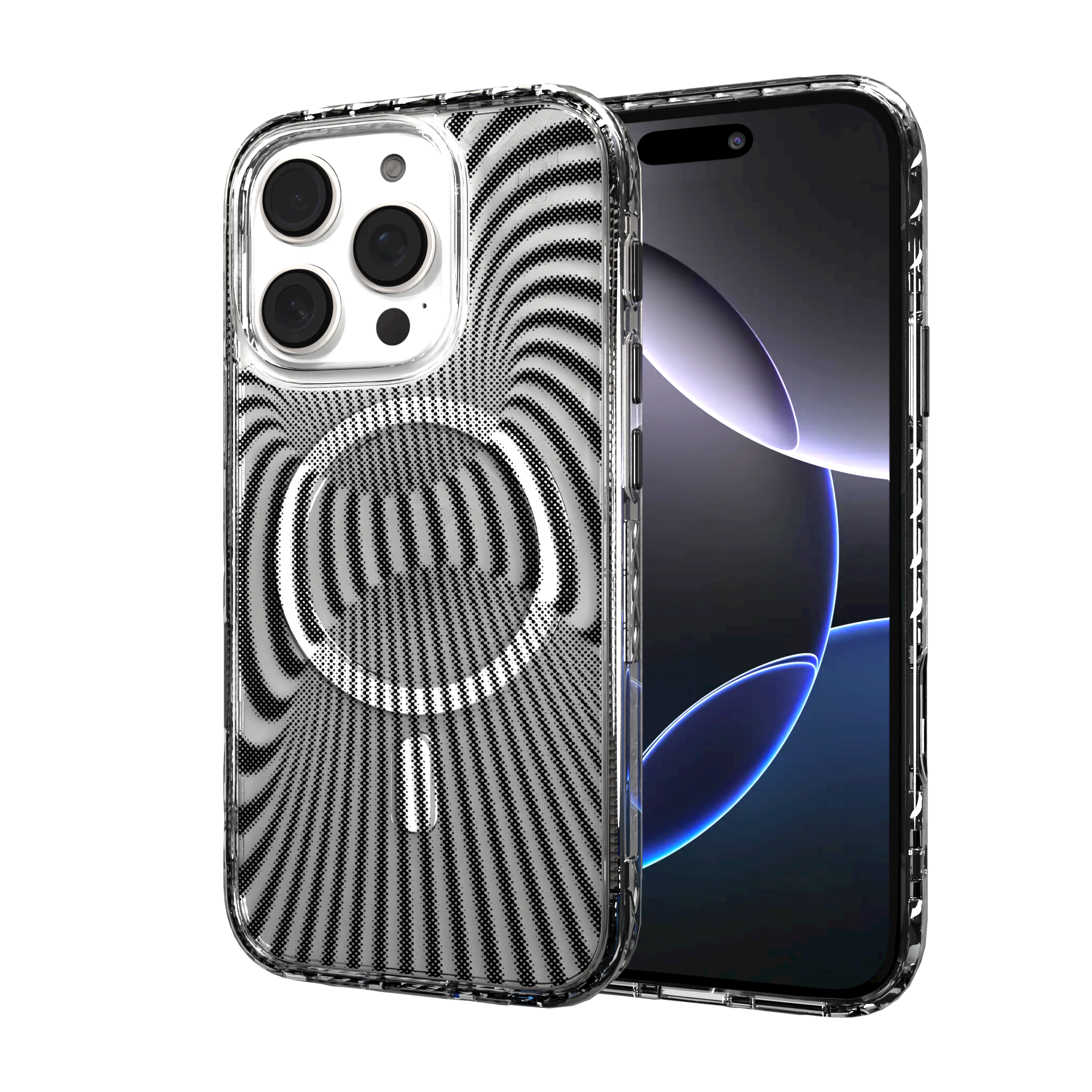 iPhone 16 Series | MagSafe | Monochromatic Case Designs | Trippy Tunnel Tunnel / iPhone 16 Pro / Clear