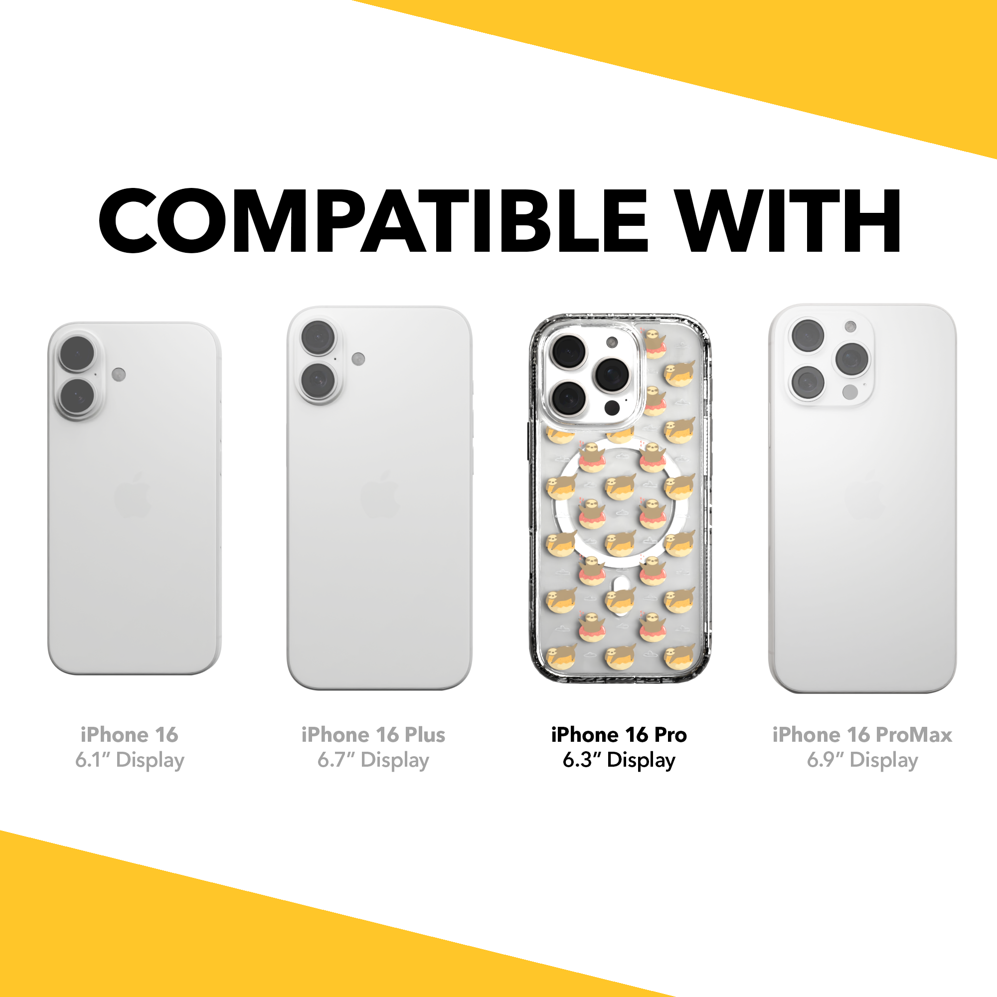 iPhone 16 Series | MagSafe | Sloth Case Collection | Dreamy Sloth Dreamy Sloth / iPhone 16 Pro / Clear