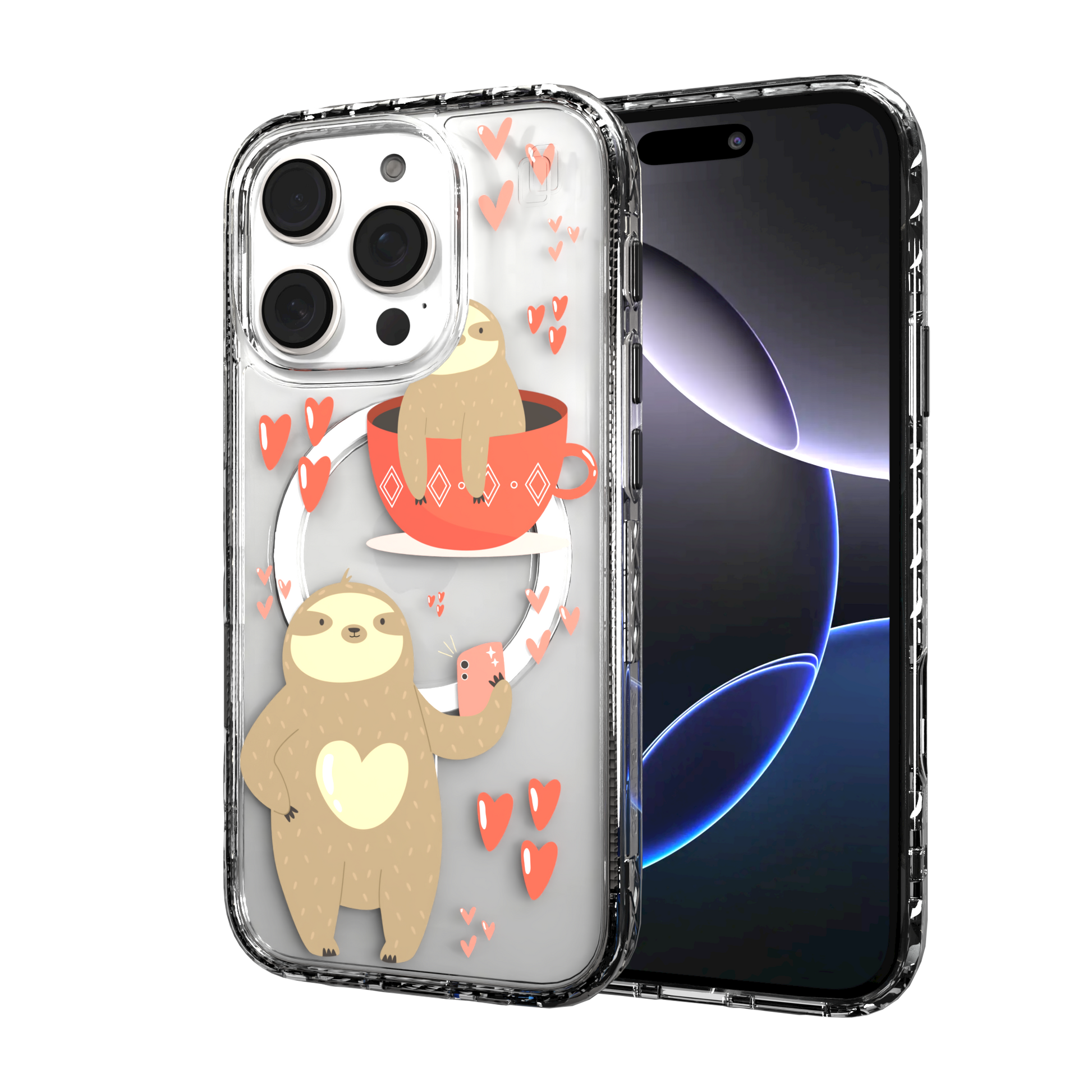 iPhone 16 Series | MagSafe | Sloth Case Collection | Sloths In Love Sloth Haven / iPhone 16 Pro / Clear