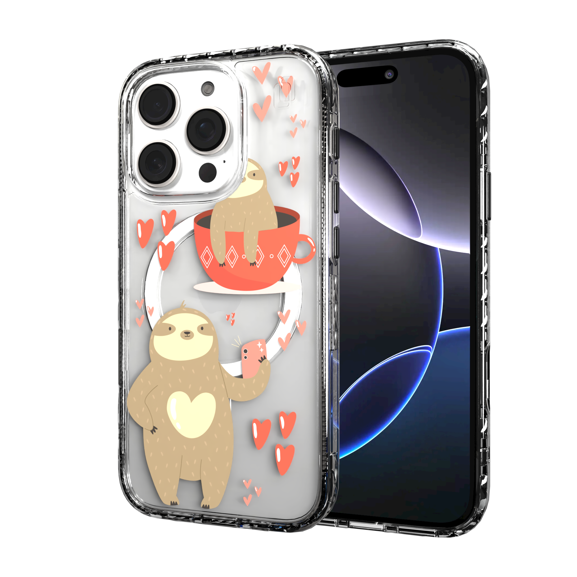 iPhone 16 Series | MagSafe | Sloth Case Collection | Sloths In Love Sloth Haven / iPhone 16 Pro / Clear