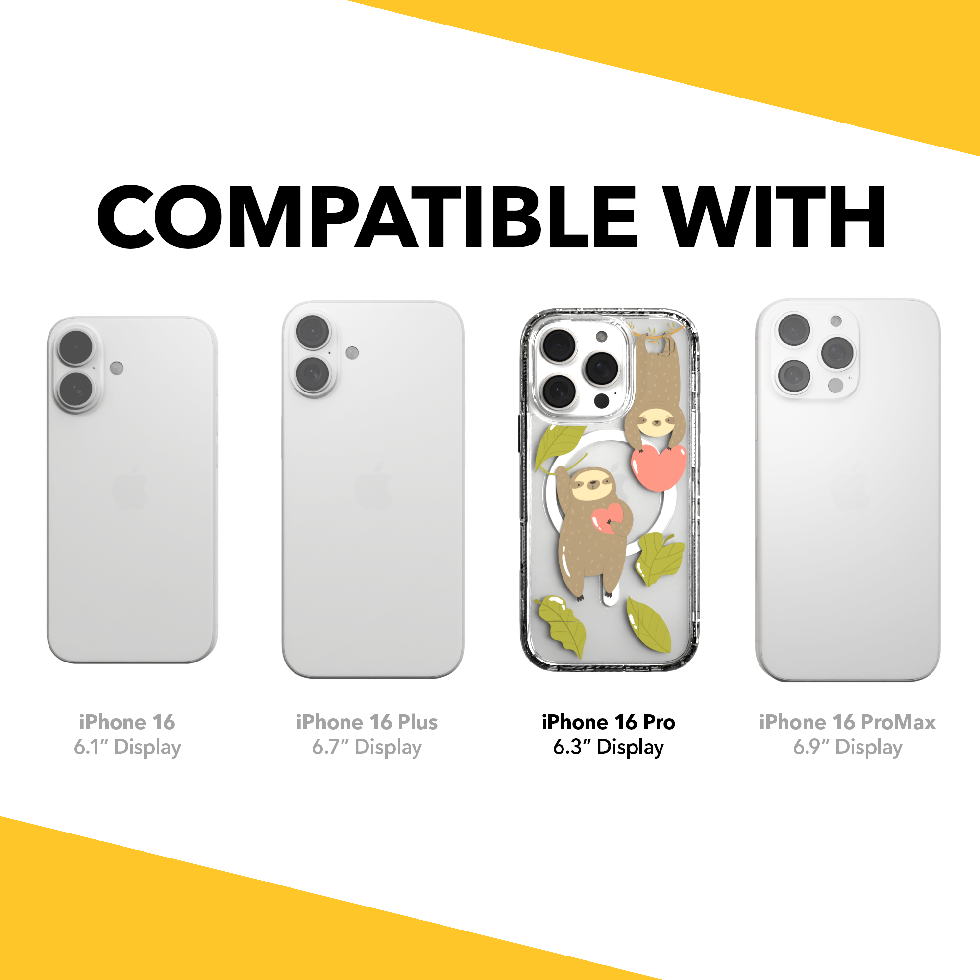 iPhone 16 Series | MagSafe | Sloth Case Collection | Slothy Vibes Slothy Vibes / iPhone 16 Pro / Clear