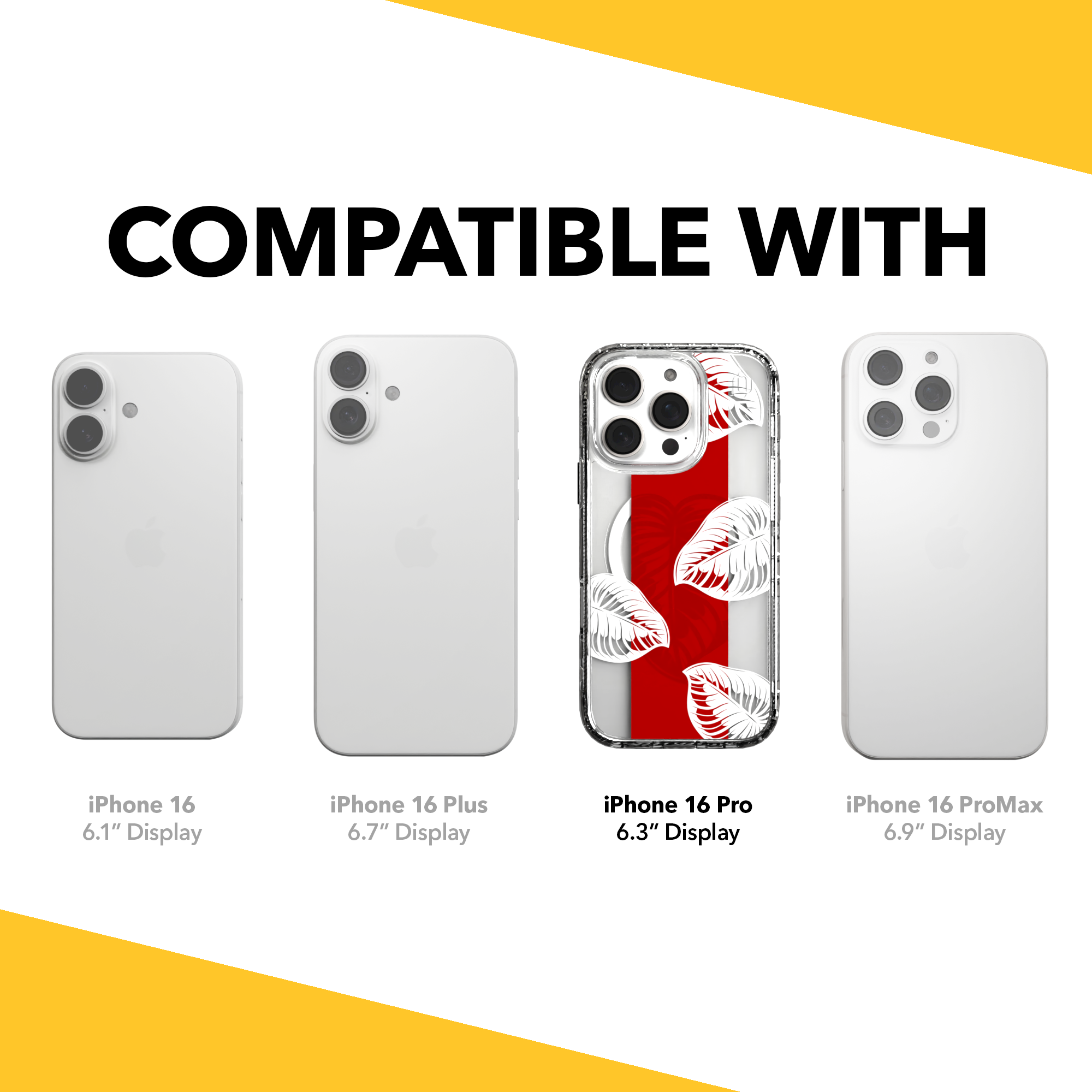 iPhone 16 Series | MagSafe | Summer Vibes Case Collection | Red & White Monstera Monstera Red / iPhone 16 Pro / Clear