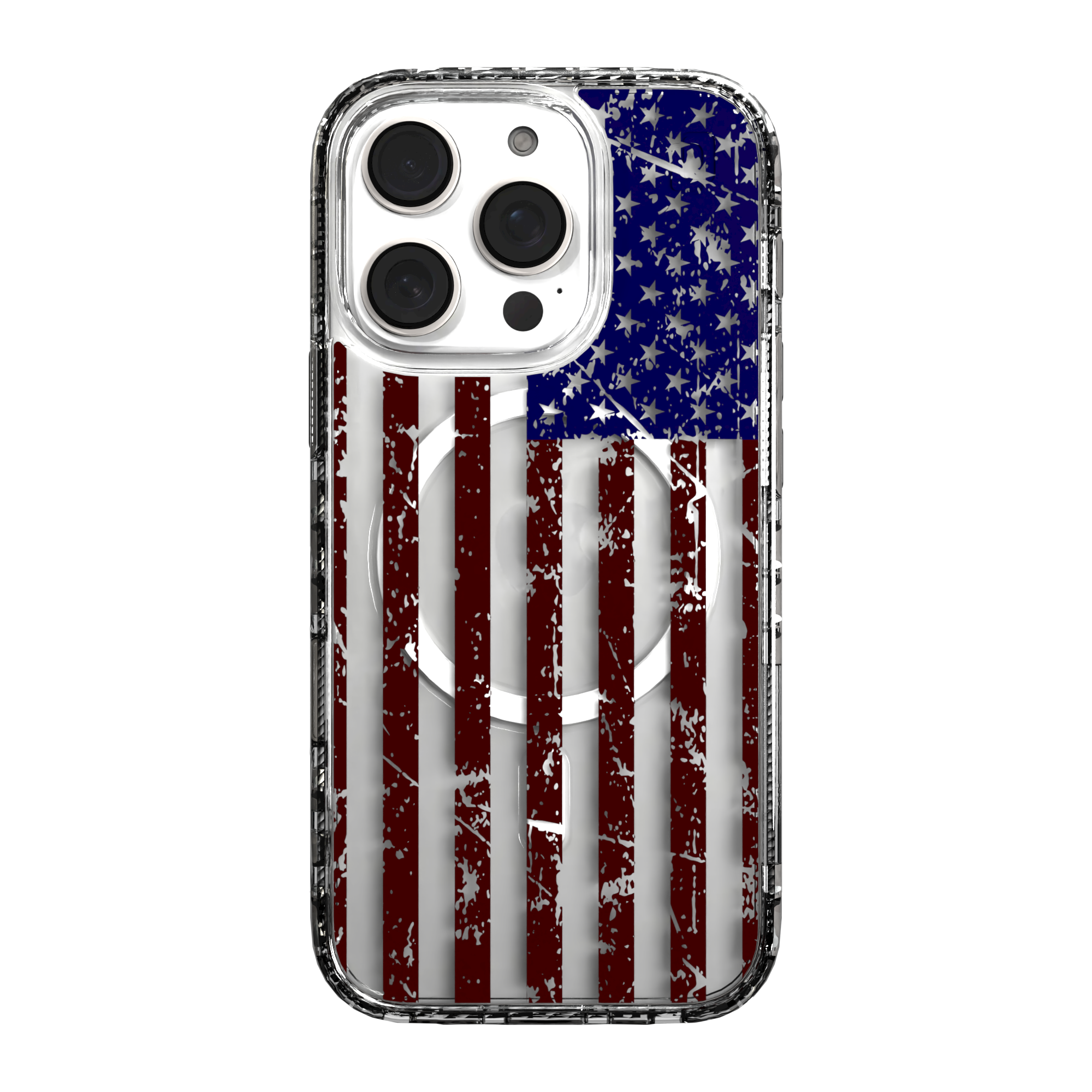iPhone 16 Series | MagSafe | Red, White & Blue Case Collection | Old Glory Weathered American Flag Old Glory / iPhone 16 Pro / Clear