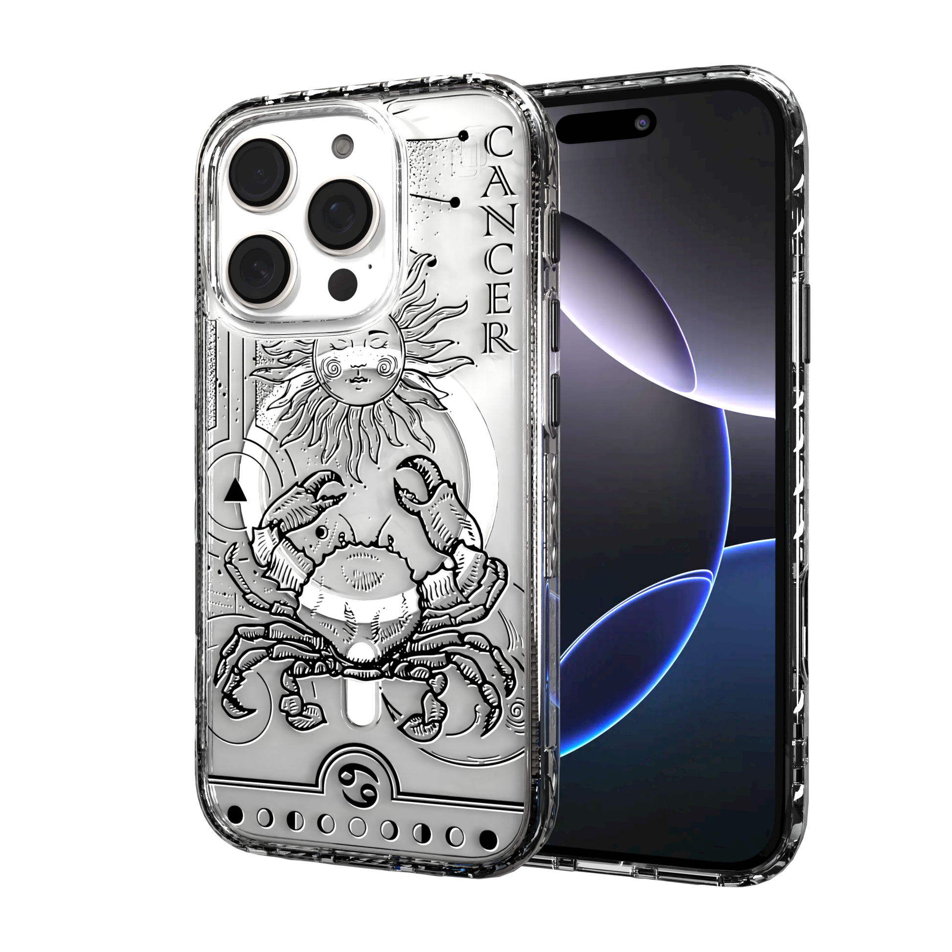 iPhone 16 Series | MagSafe | Zodiac Collection | Cancer Cancer Black / iPhone 16 Pro / Clear