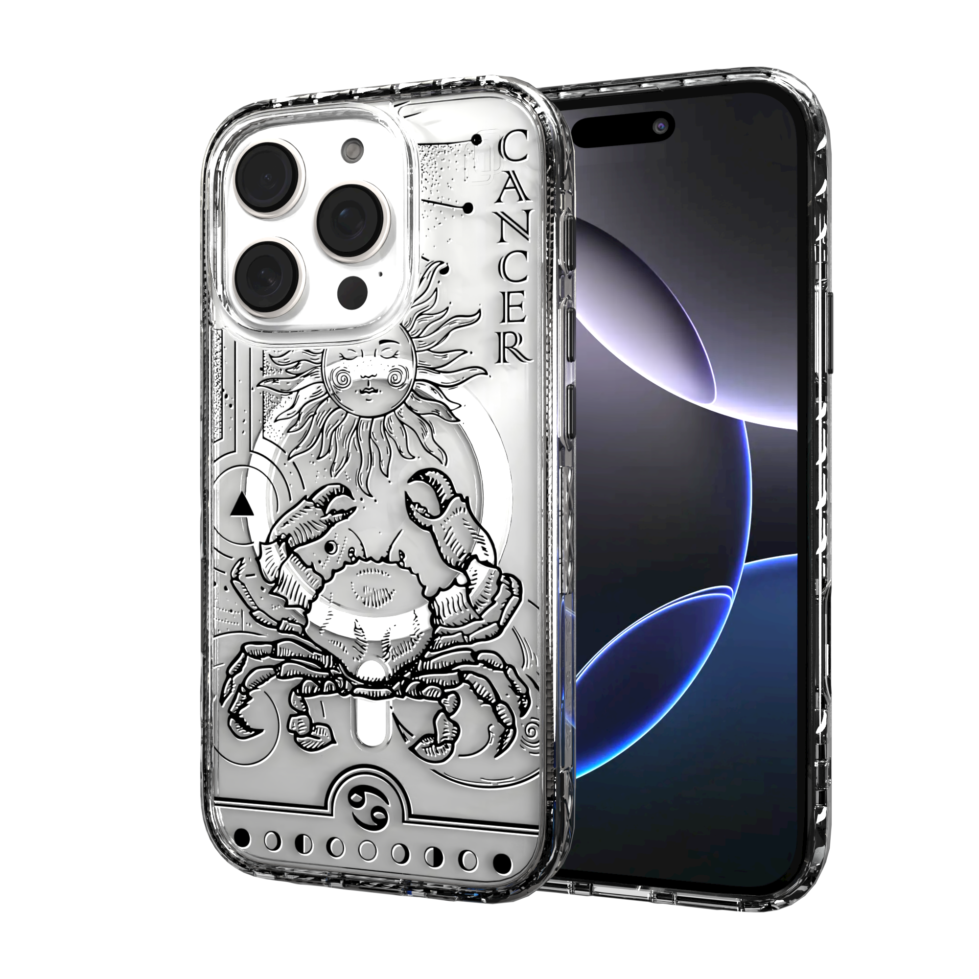 iPhone 16 Series | MagSafe | Zodiac Collection | Cancer Cancer Black / iPhone 16 Pro / Clear